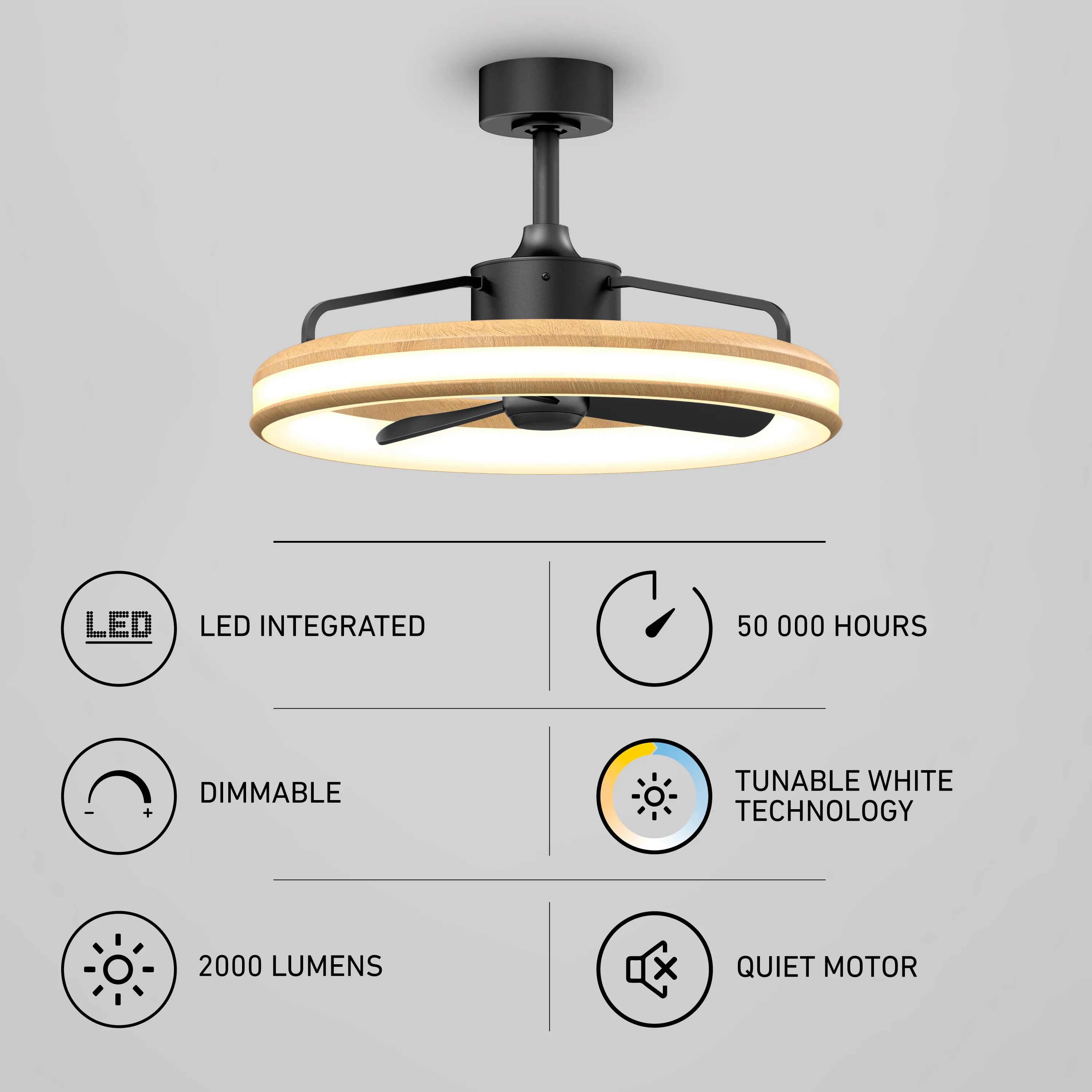 Lugano 23 in. (59 cm) LED modern fandelier ceiling fan with light - includes remote - Image 8