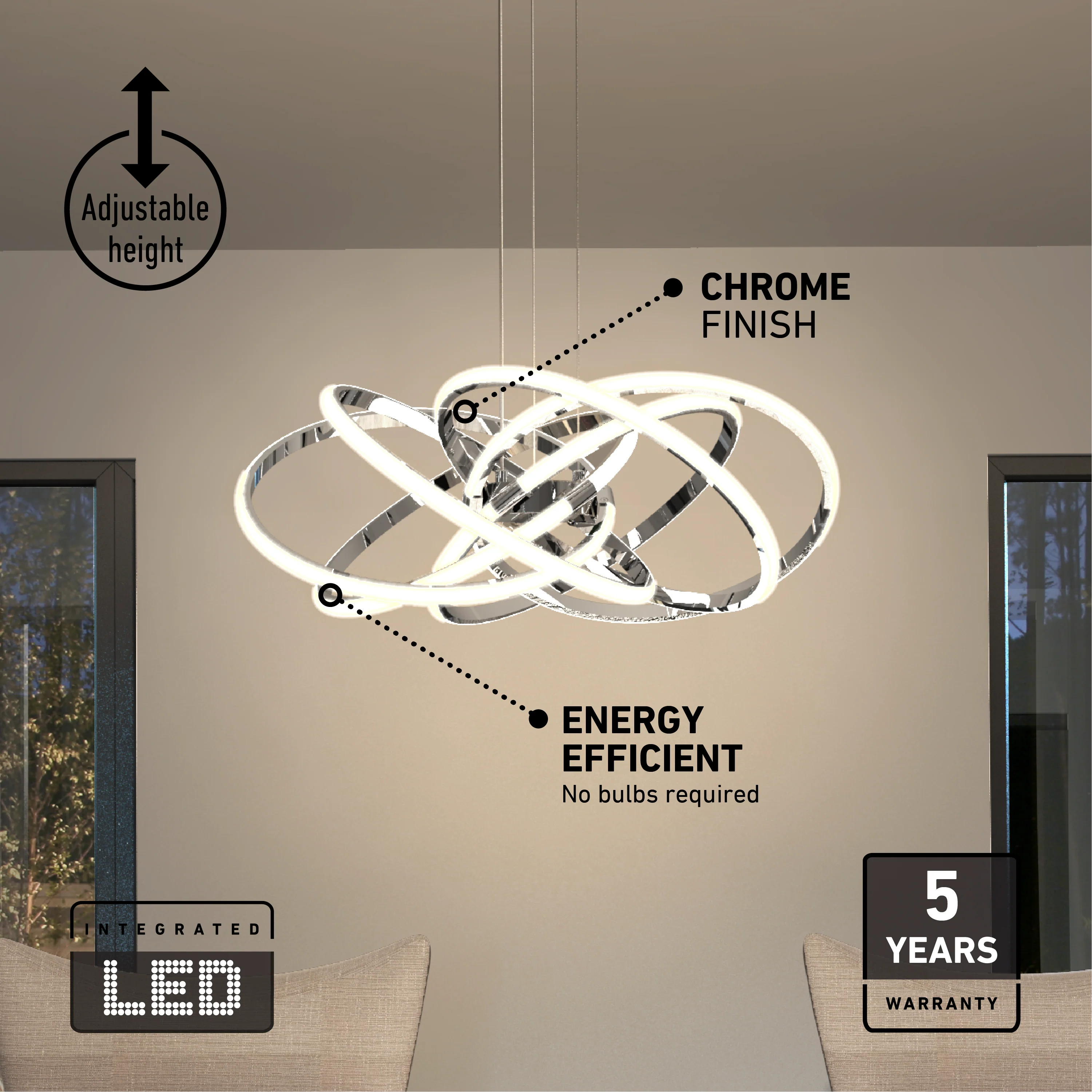 Maelstrom modern LED pendant light 5 CCT - Image 8
