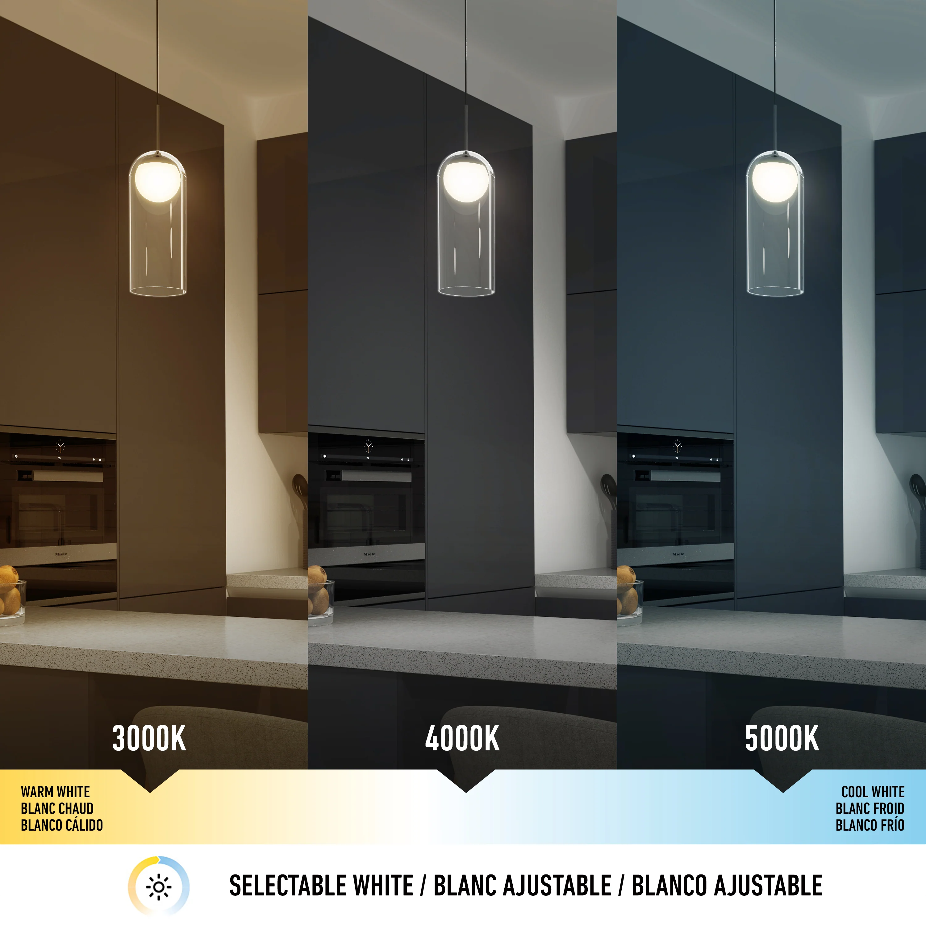 Mirah LED modern mid-century pendant light 3 CCT - Image 6