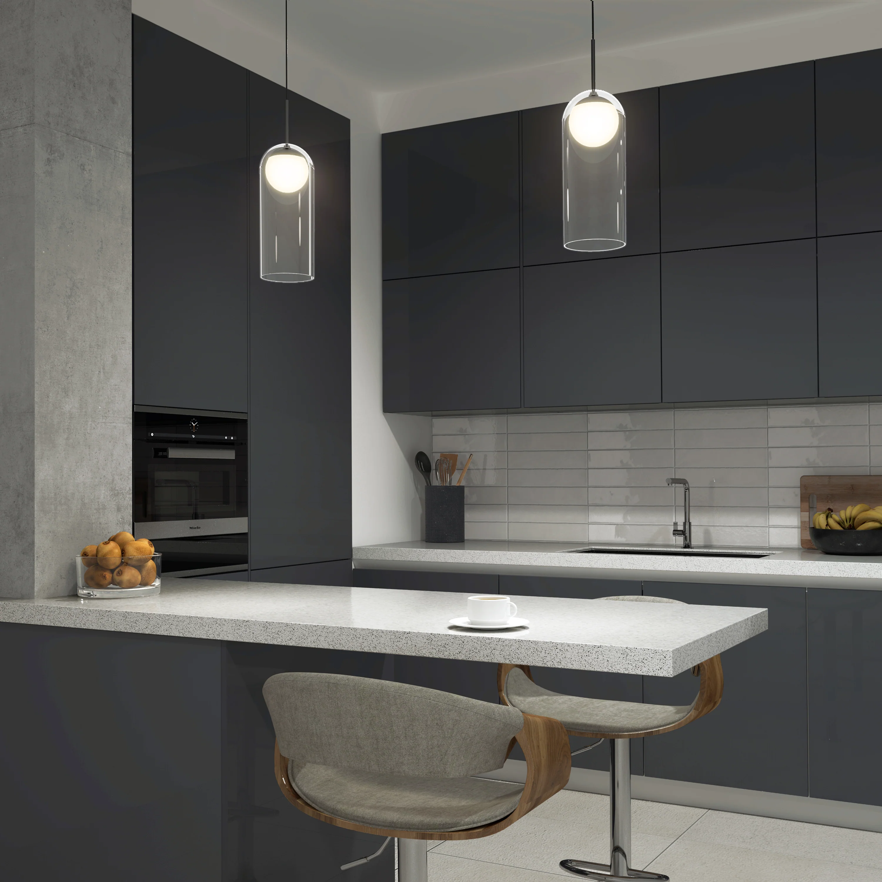 Mirah LED modern mid-century pendant light 3 CCT - Image 8