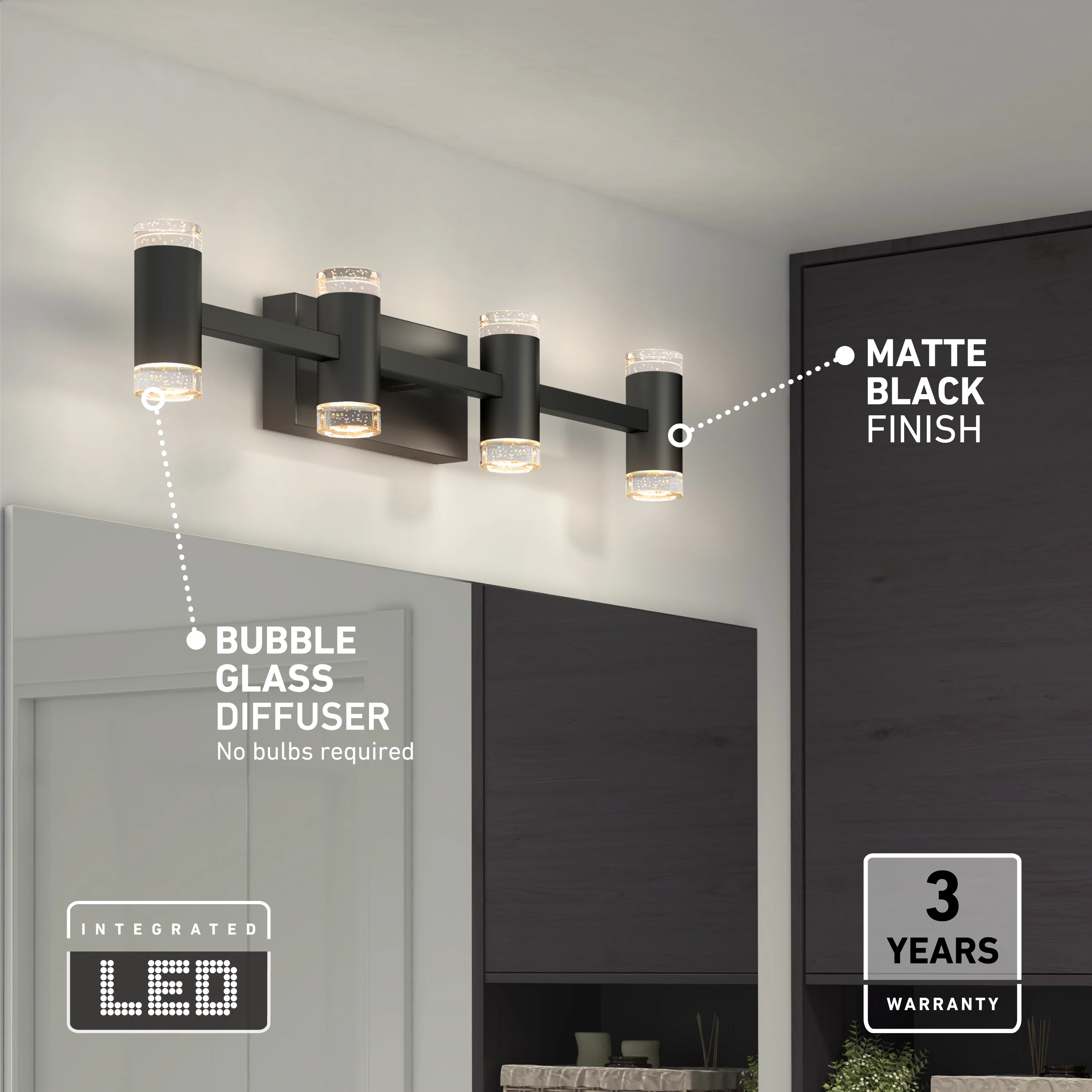 Mist 27-in (67 cm) Integrated LED 5-CCT Vanity Light Bar for Bathroom - Image 10