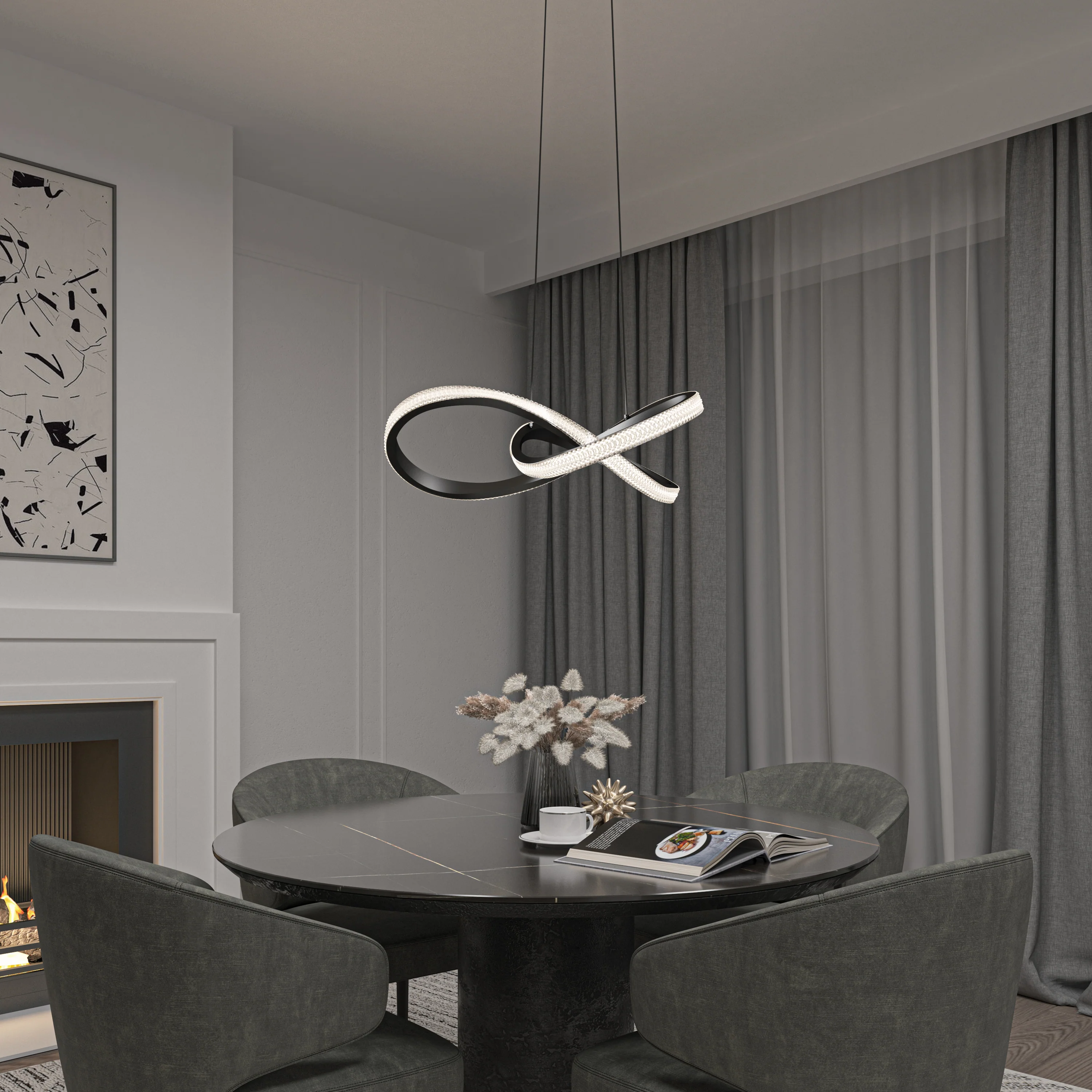 Morgan LED contemporary pendant light 5 CCT - Image 2