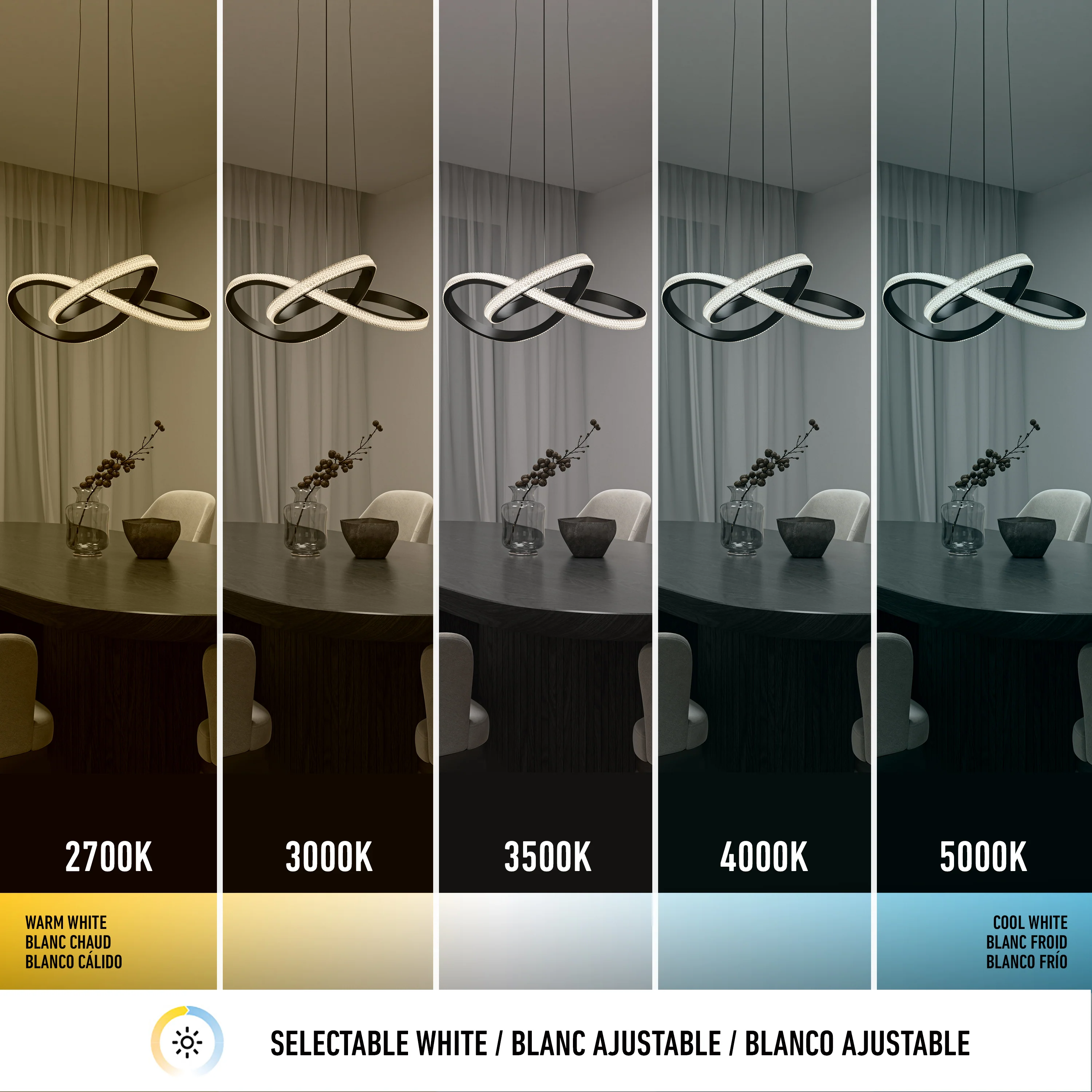 Morgan LED contemporary pendant light 5 CCT - Image 8