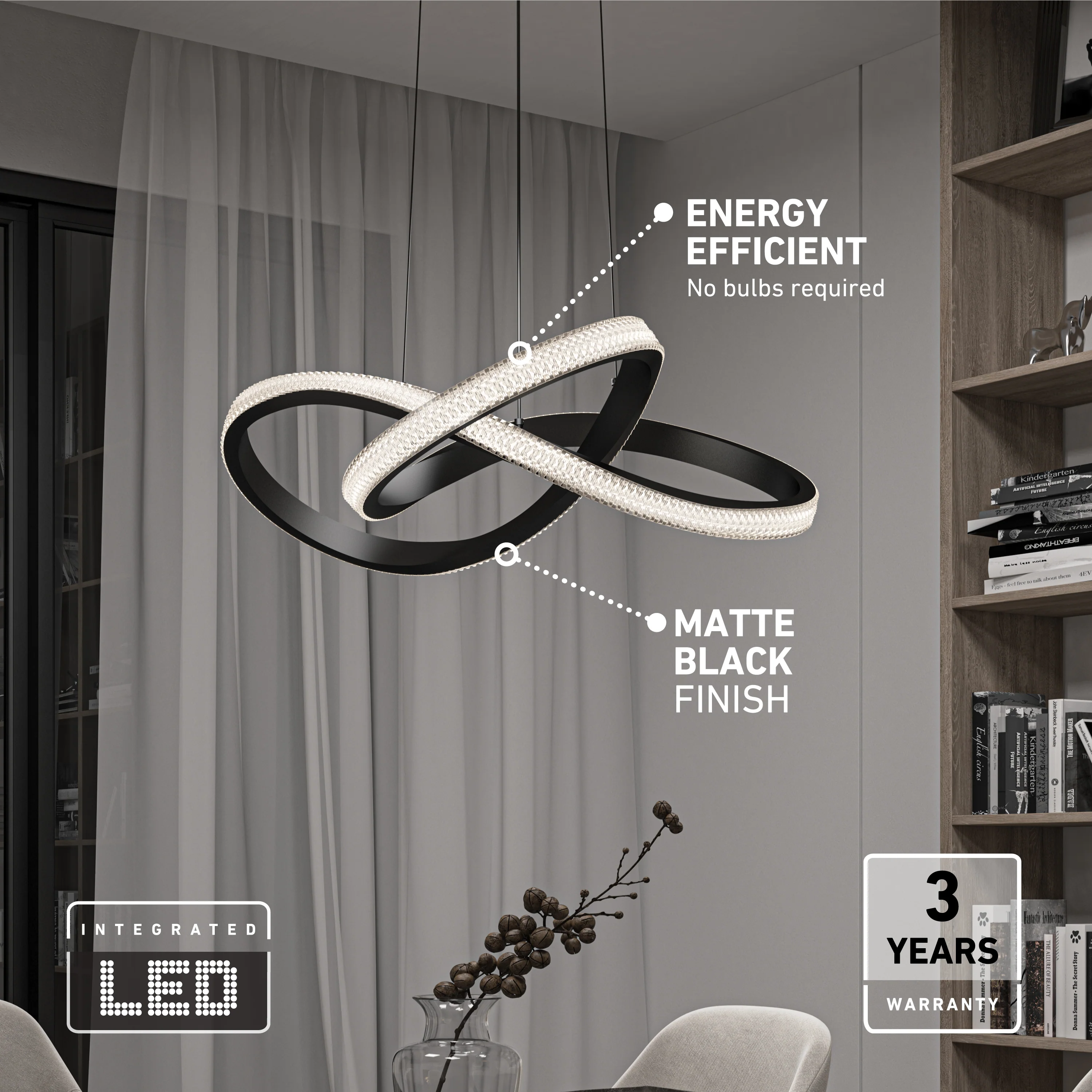 Morgan LED contemporary pendant light 5 CCT - Image 9