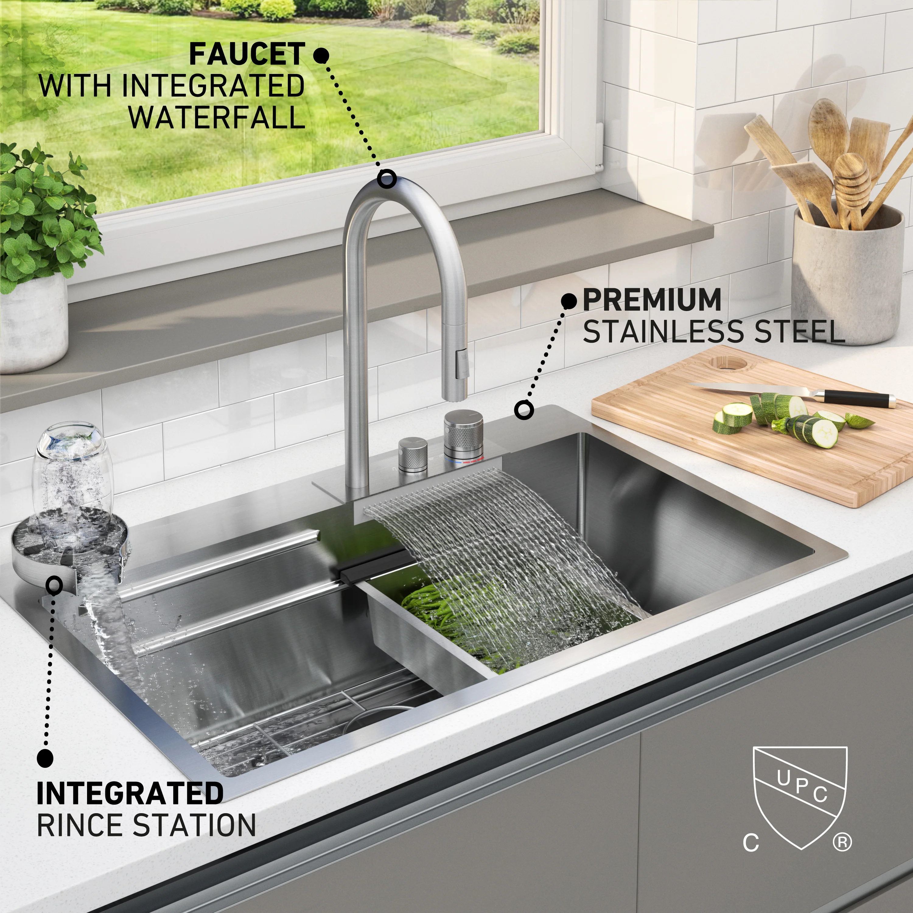 Neoflow single bowl 31 in. stainless steel workstation sink - Image 15