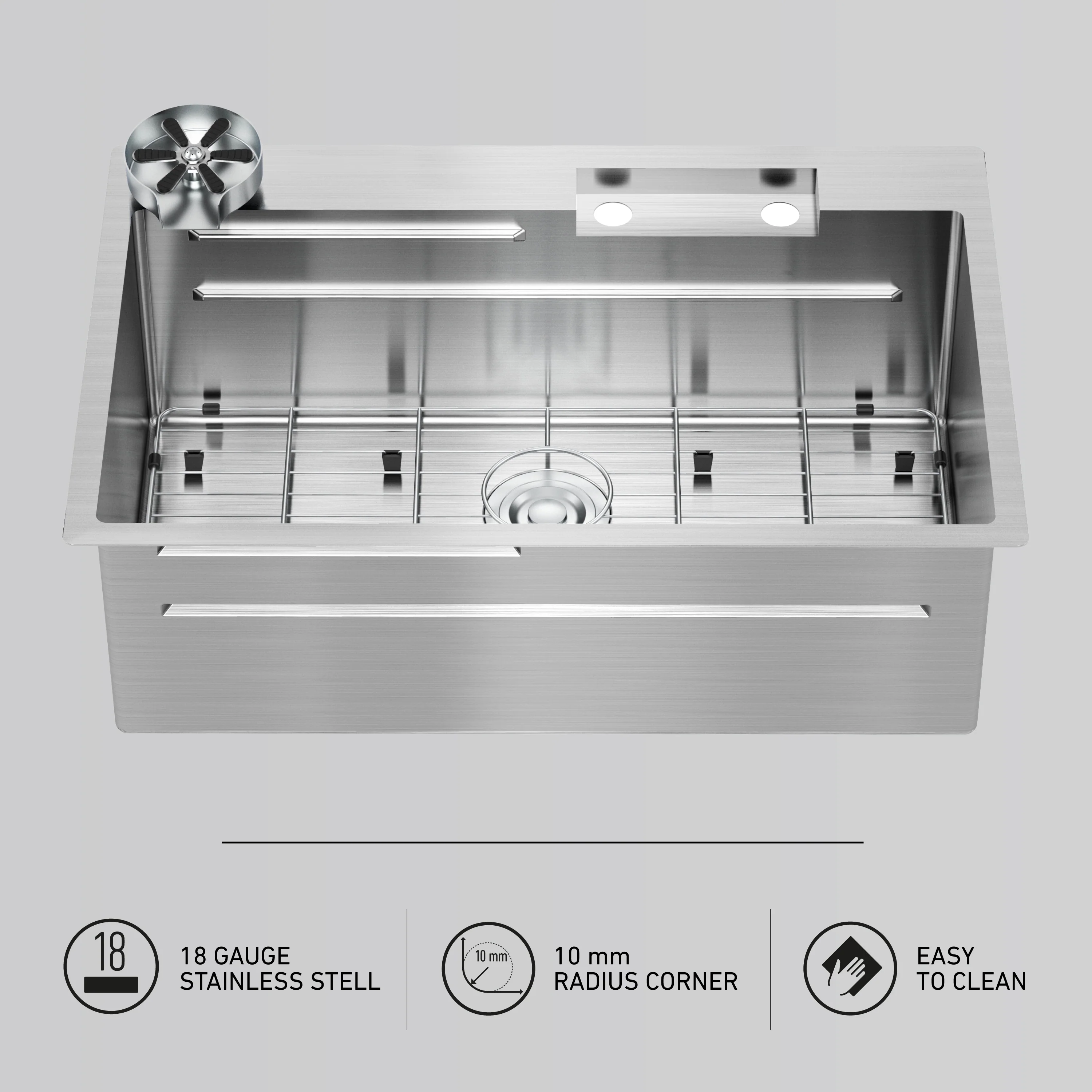 Neoflow single bowl 31 in. stainless steel workstation sink - Image 17