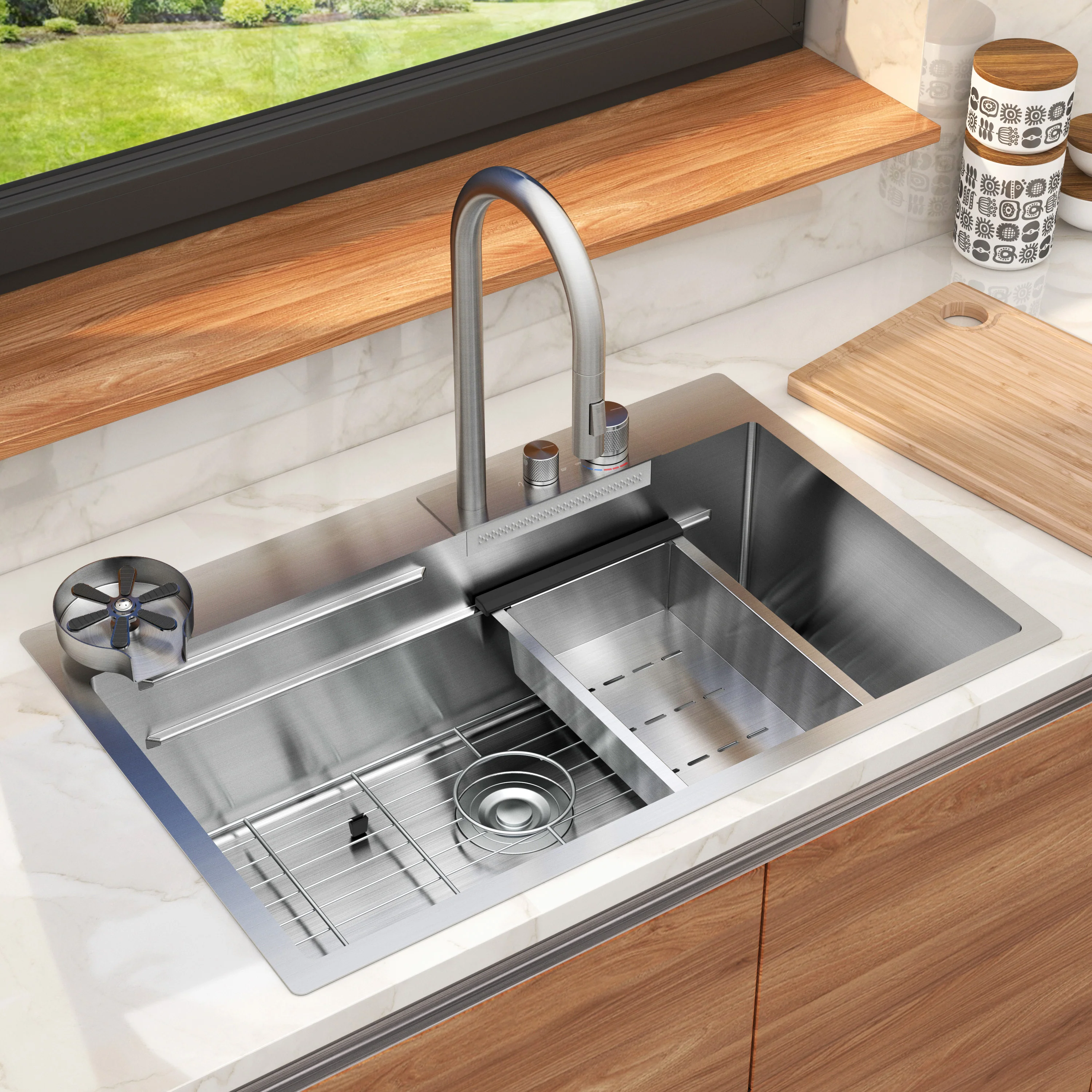 Neoflow single bowl 31 in. stainless steel workstation sink - Image 18