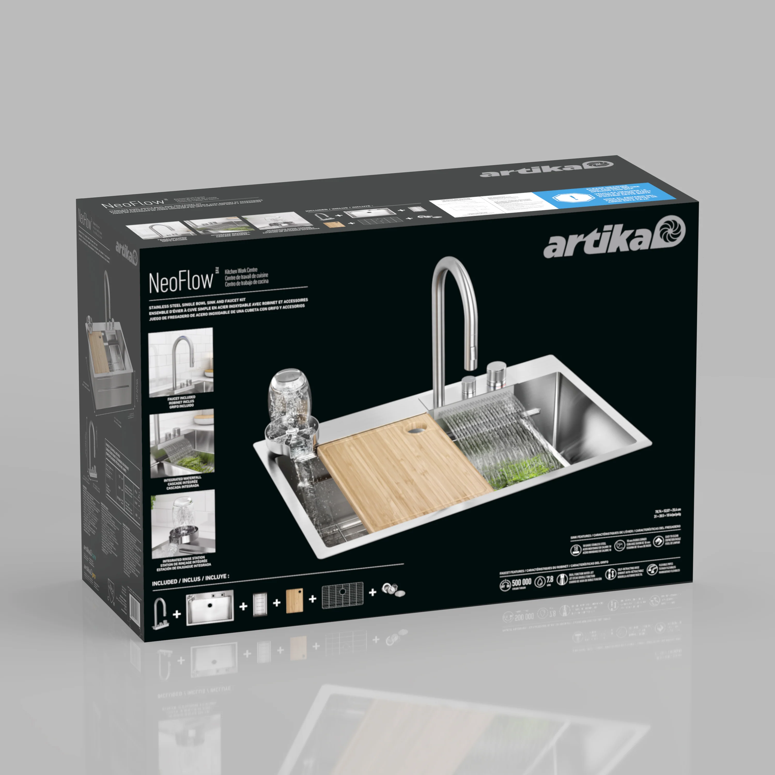 Neoflow single bowl 31 in. stainless steel workstation sink - Image 22