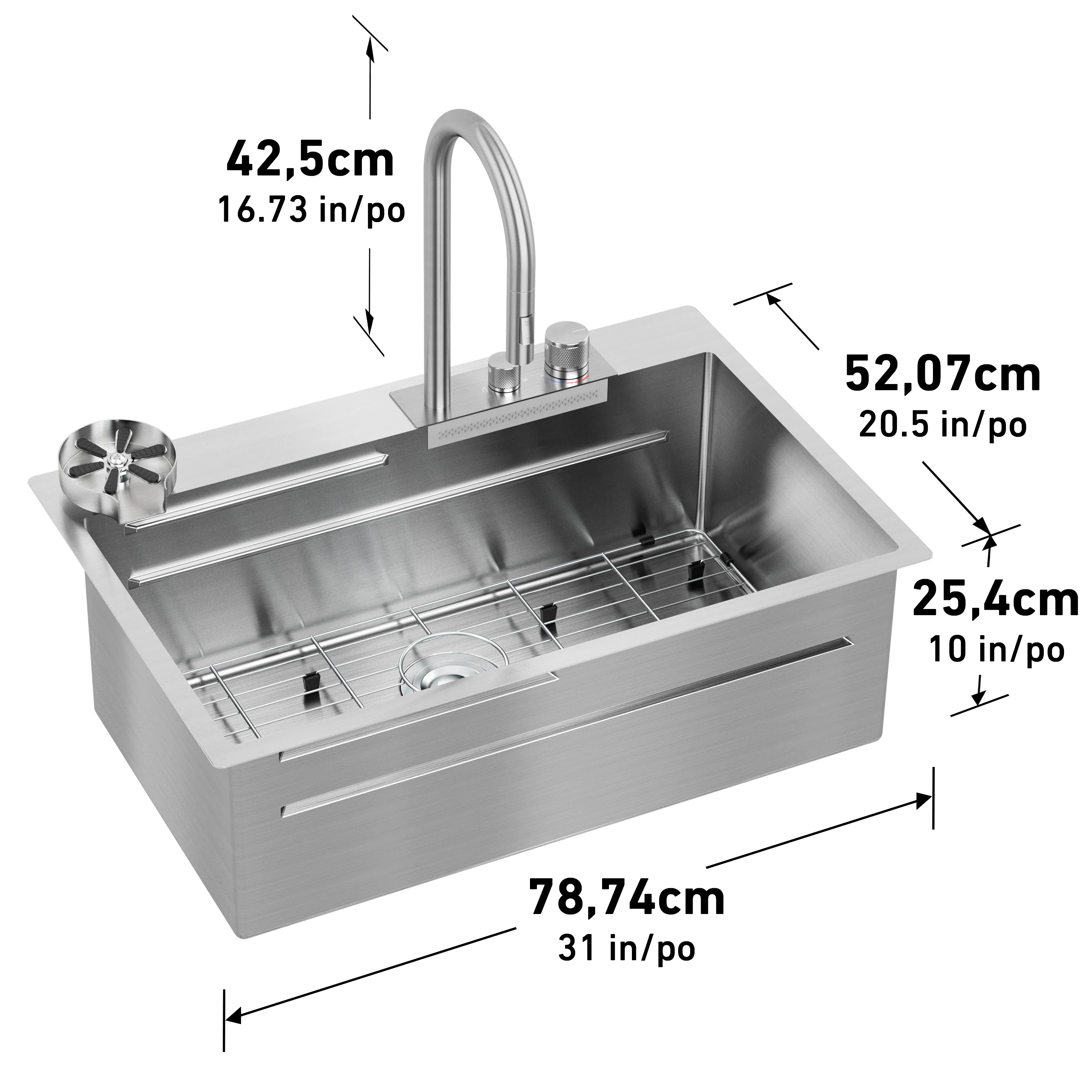 Neoflow single bowl 31 in. stainless steel workstation sink - Image 23