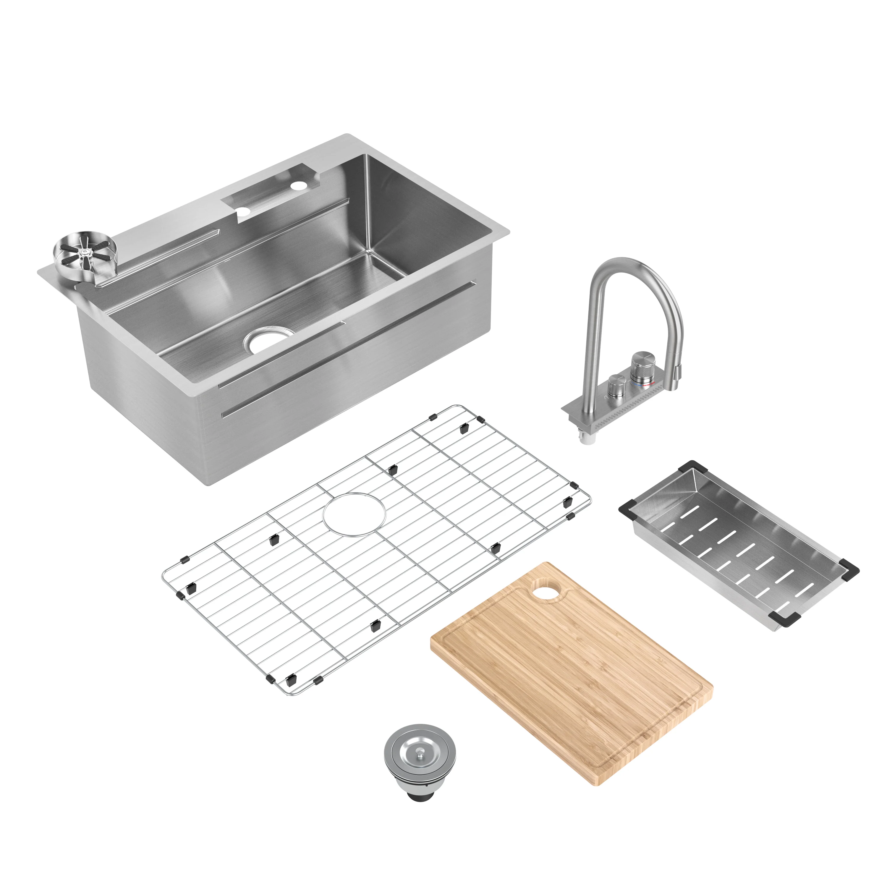 Neoflow single bowl 31 in. stainless steel workstation sink - Image 7