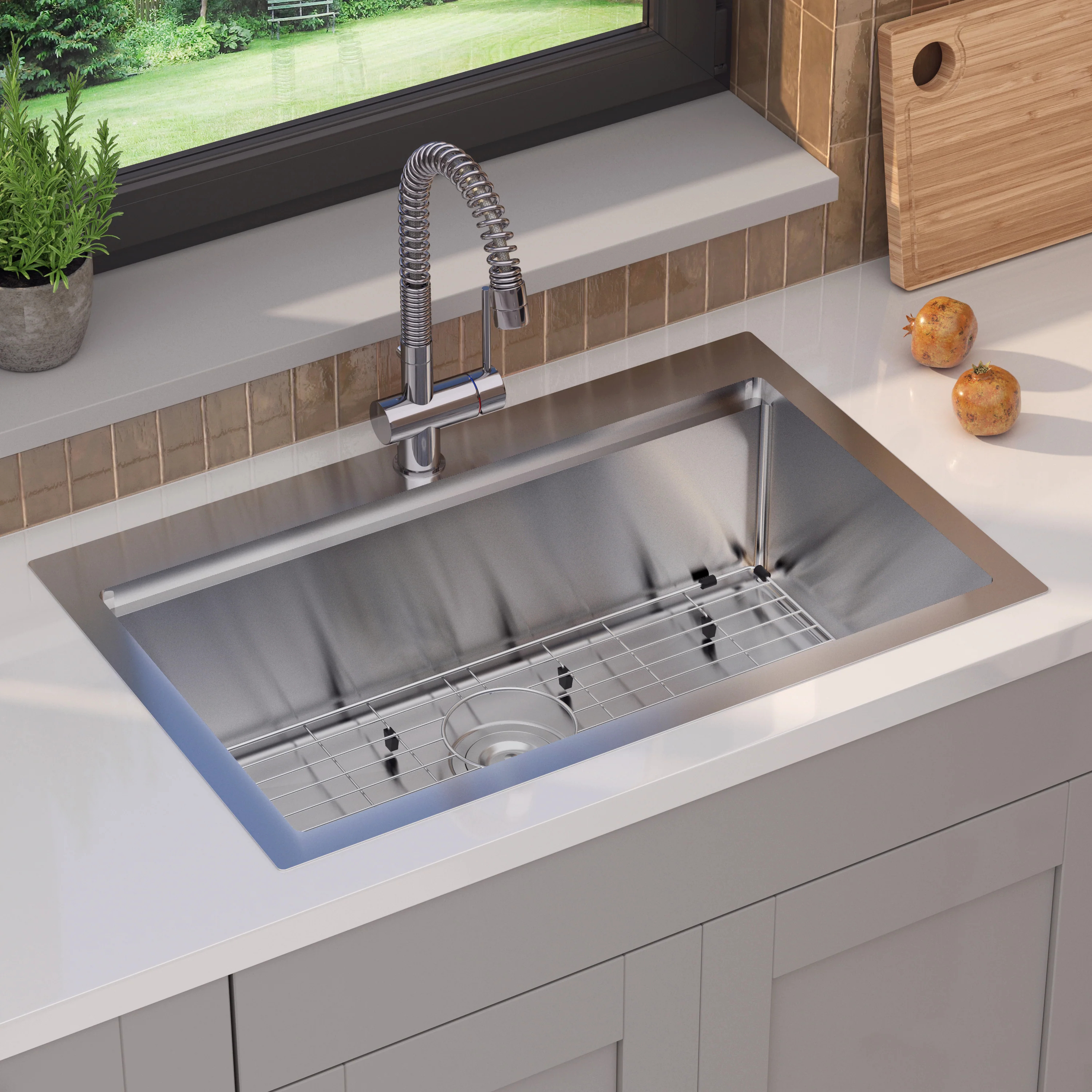 Newport single bowl 31 in. stainless steel workstation sink - Image 14