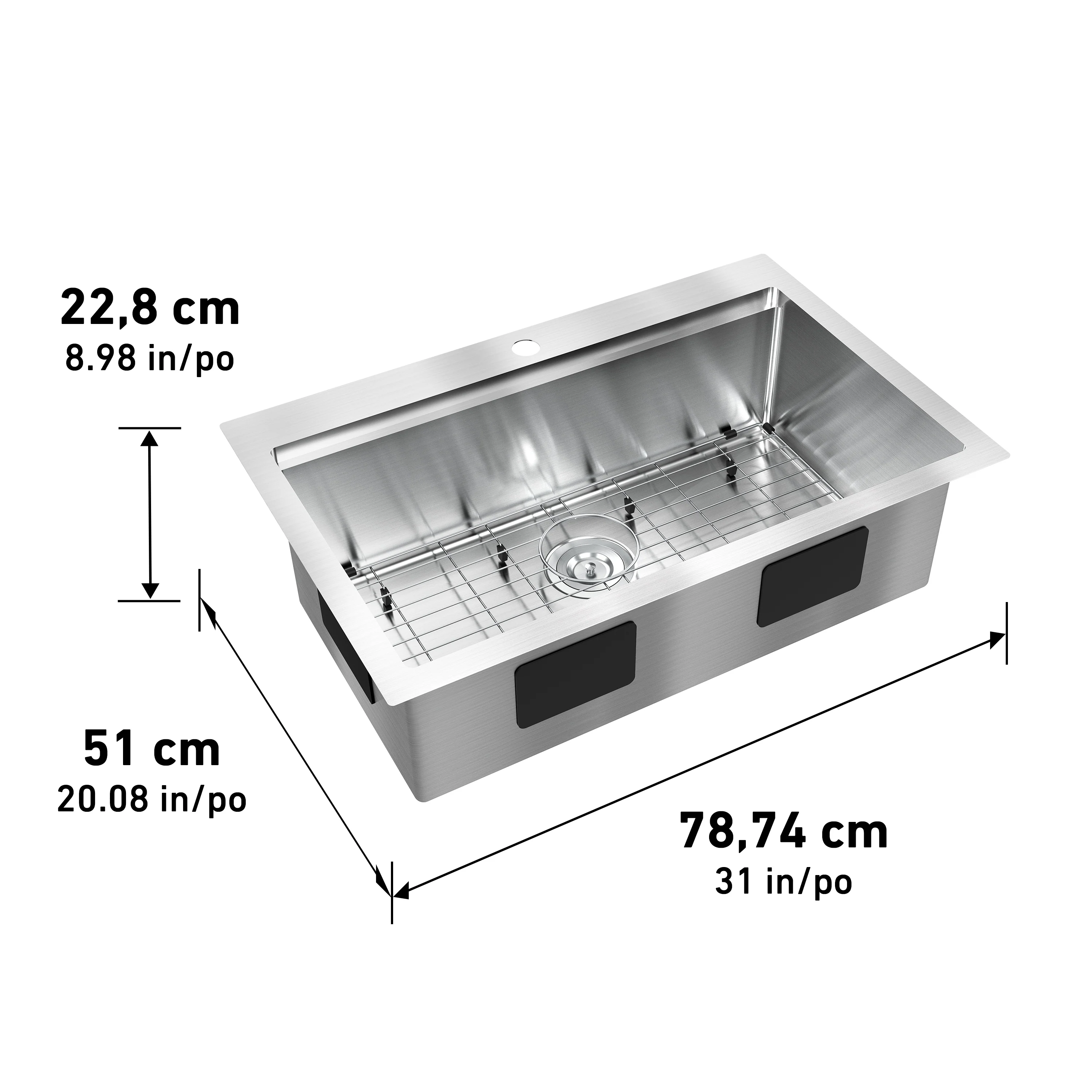 Newport single bowl 31 in. stainless steel workstation sink - Image 15