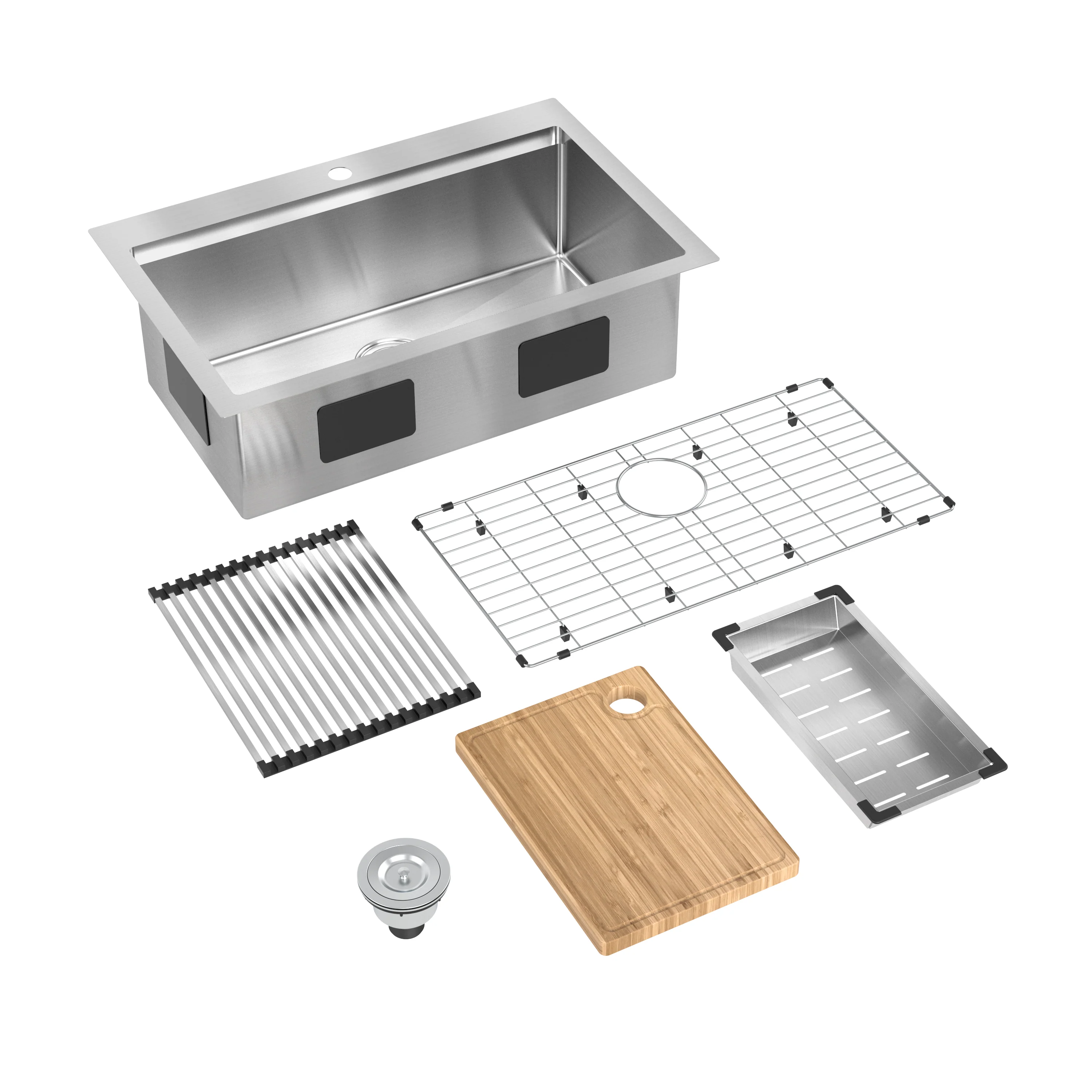 Newport single bowl 31 in. stainless steel workstation sink - Image 8