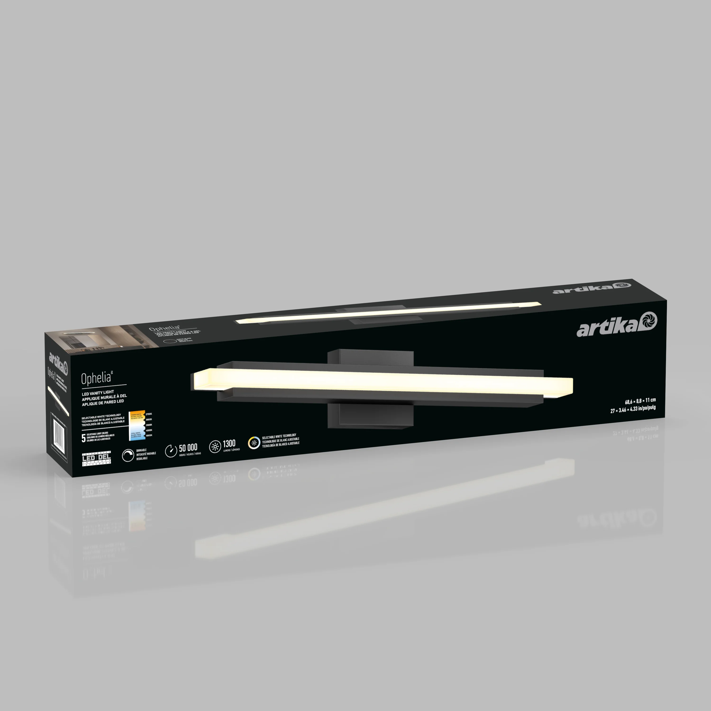Ophelia 27-in (69 cm) Integrated LED 5-CCT Vanity Light Bar for Bathroom - Image 13