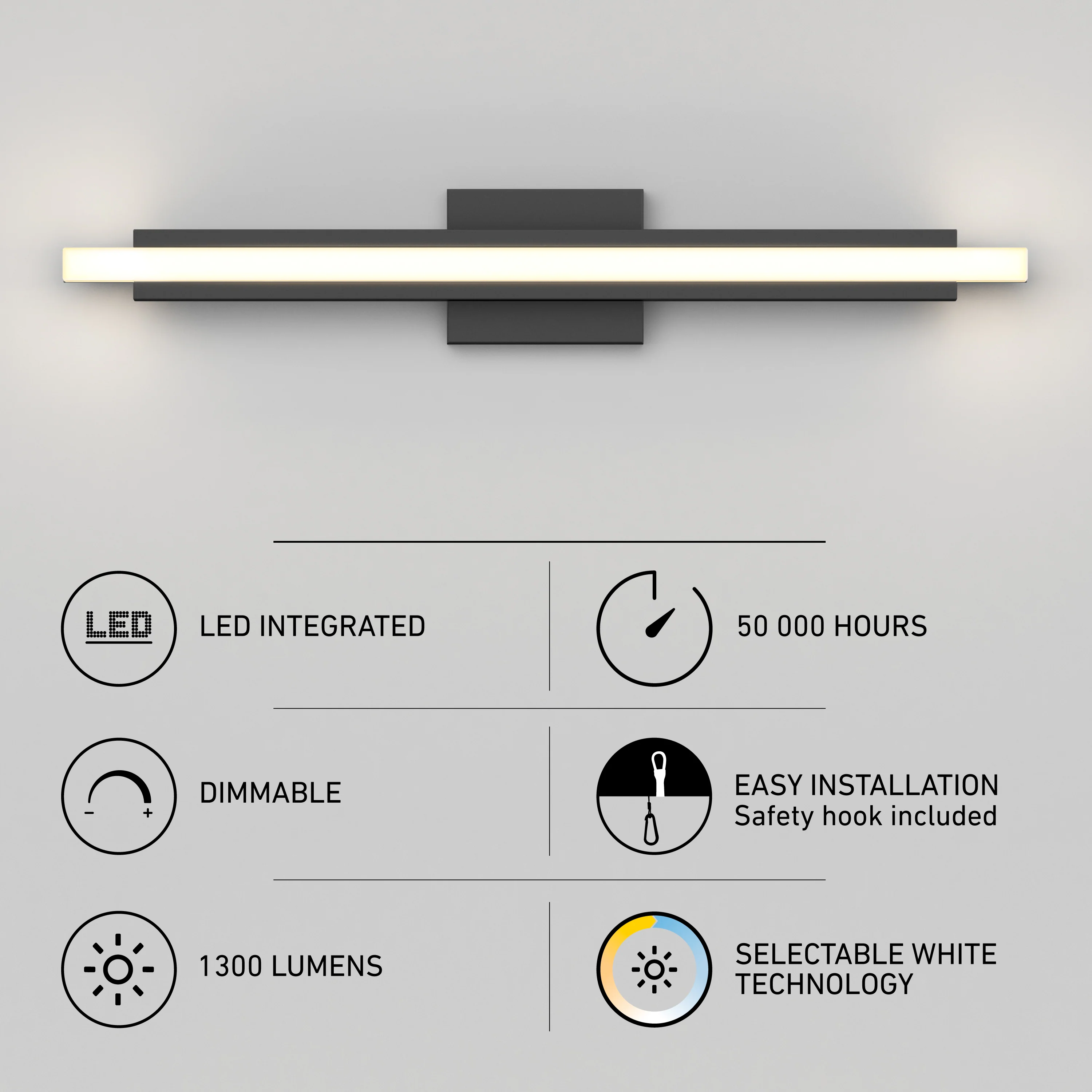 Ophelia 27-in (69 cm) Integrated LED 5-CCT Vanity Light Bar for Bathroom - Image 7