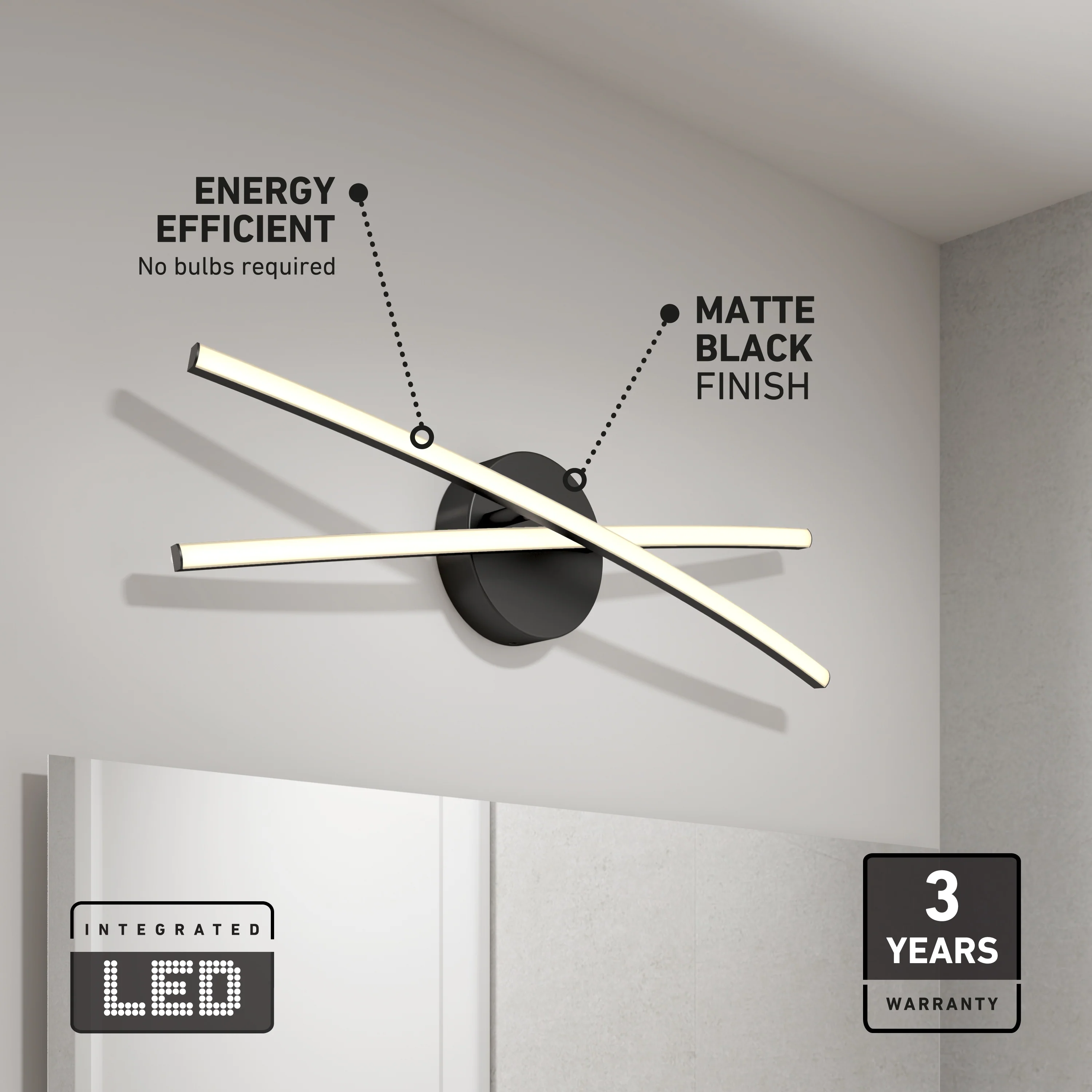 Orly 24-in (60 cm) Modern Integrated LED 3-CCT Vanity Light for Bathroom - Image 9