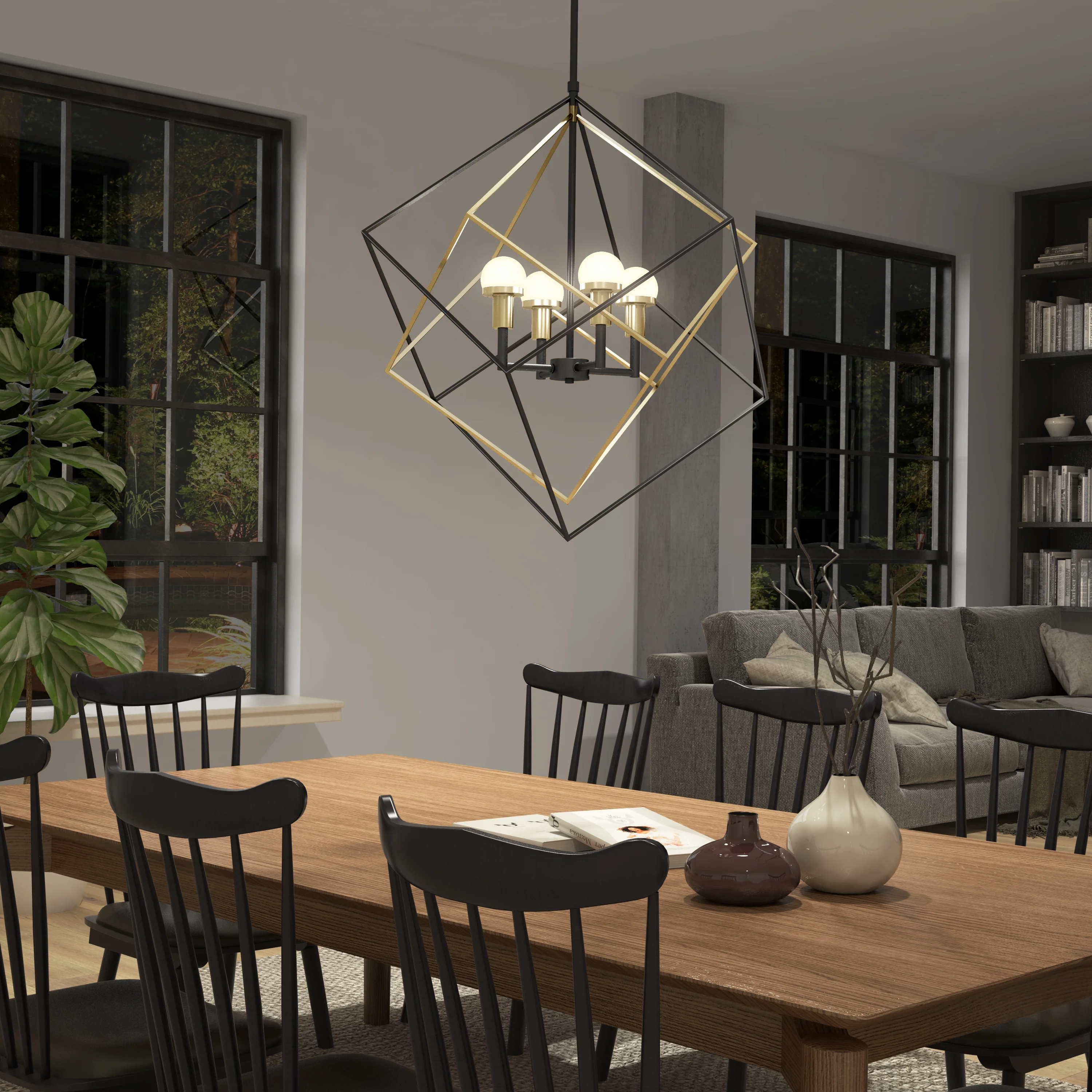 Peyton LED modern mid-century pendant light - Image 12