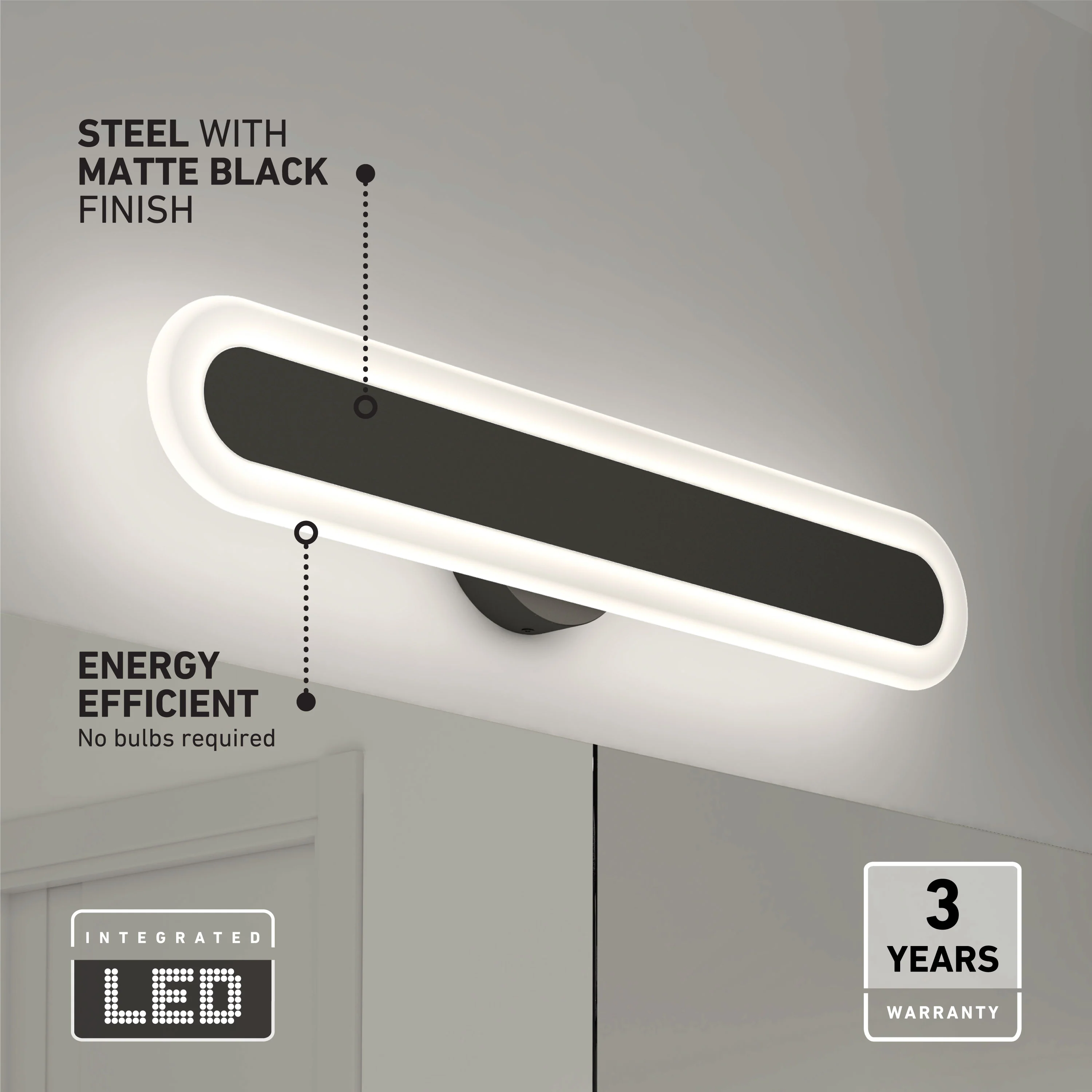 Pista 27-in (69 cm) Integrated LED 5-CCT Vanity Light Bar for Bathroom - Image 10