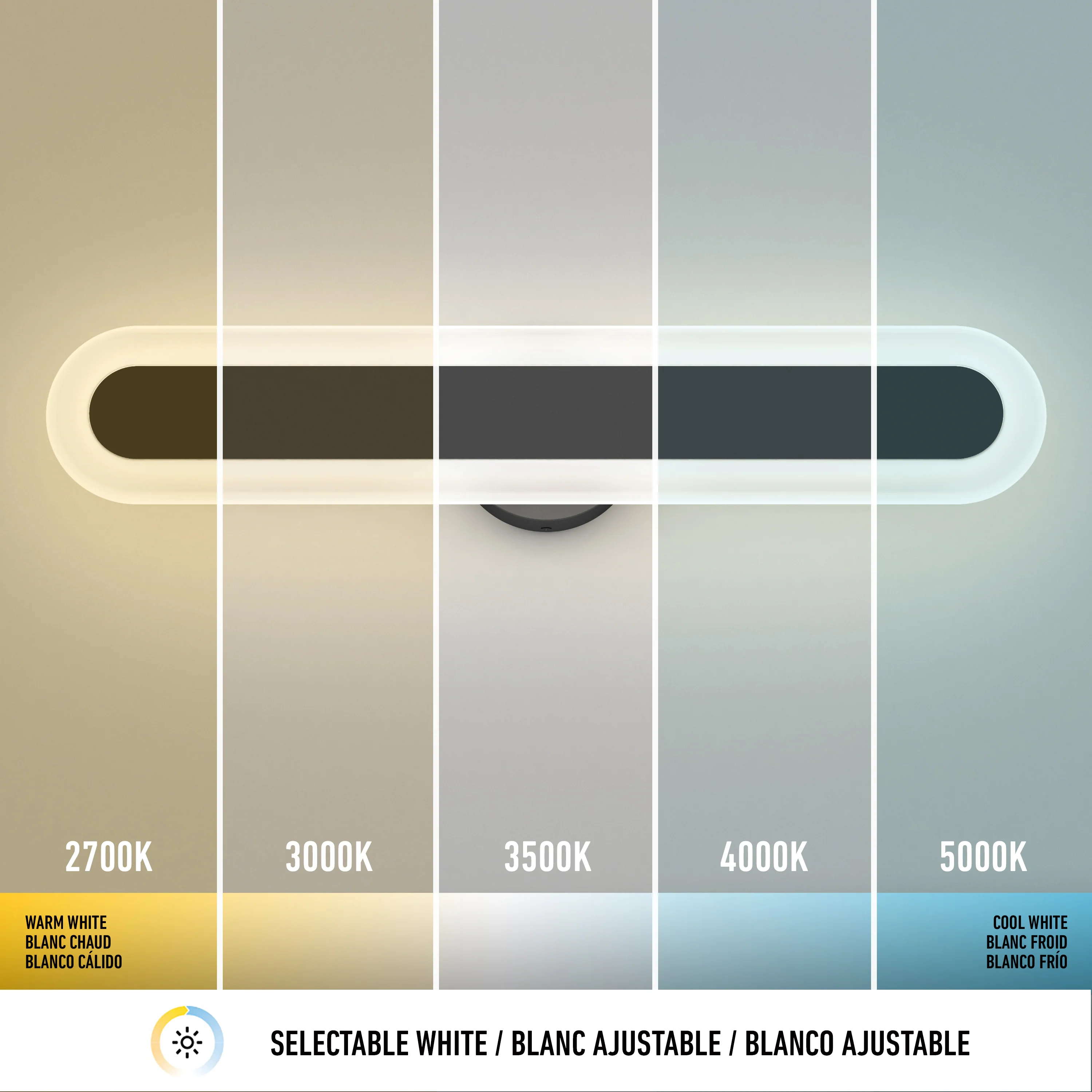 Pista 27-in (69 cm) Integrated LED 5-CCT Vanity Light Bar for Bathroom - Image 9