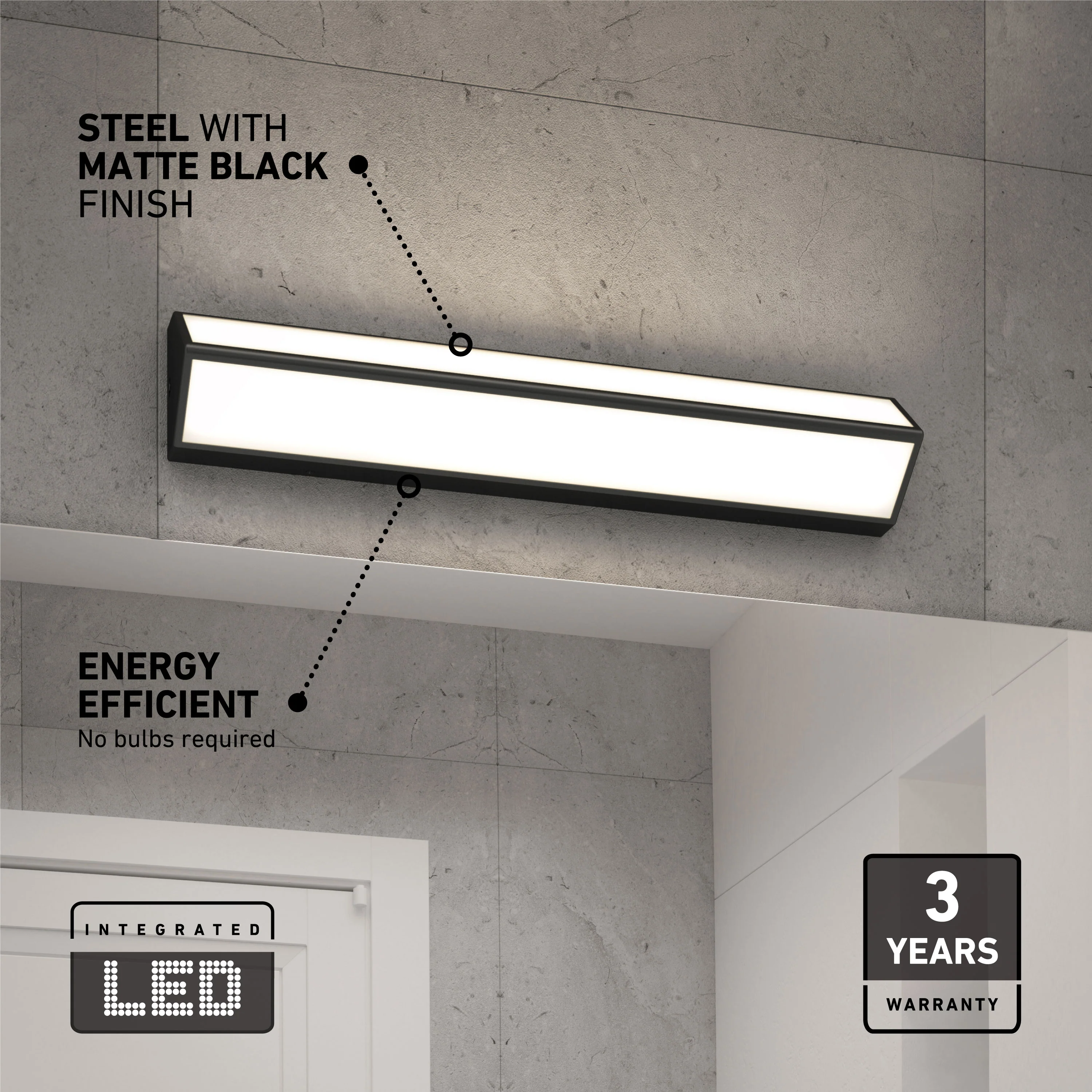 Preston 27-in (69 cm) Integrated LED 3-CCT Vanity Light Bar for Bathroom - Image 8