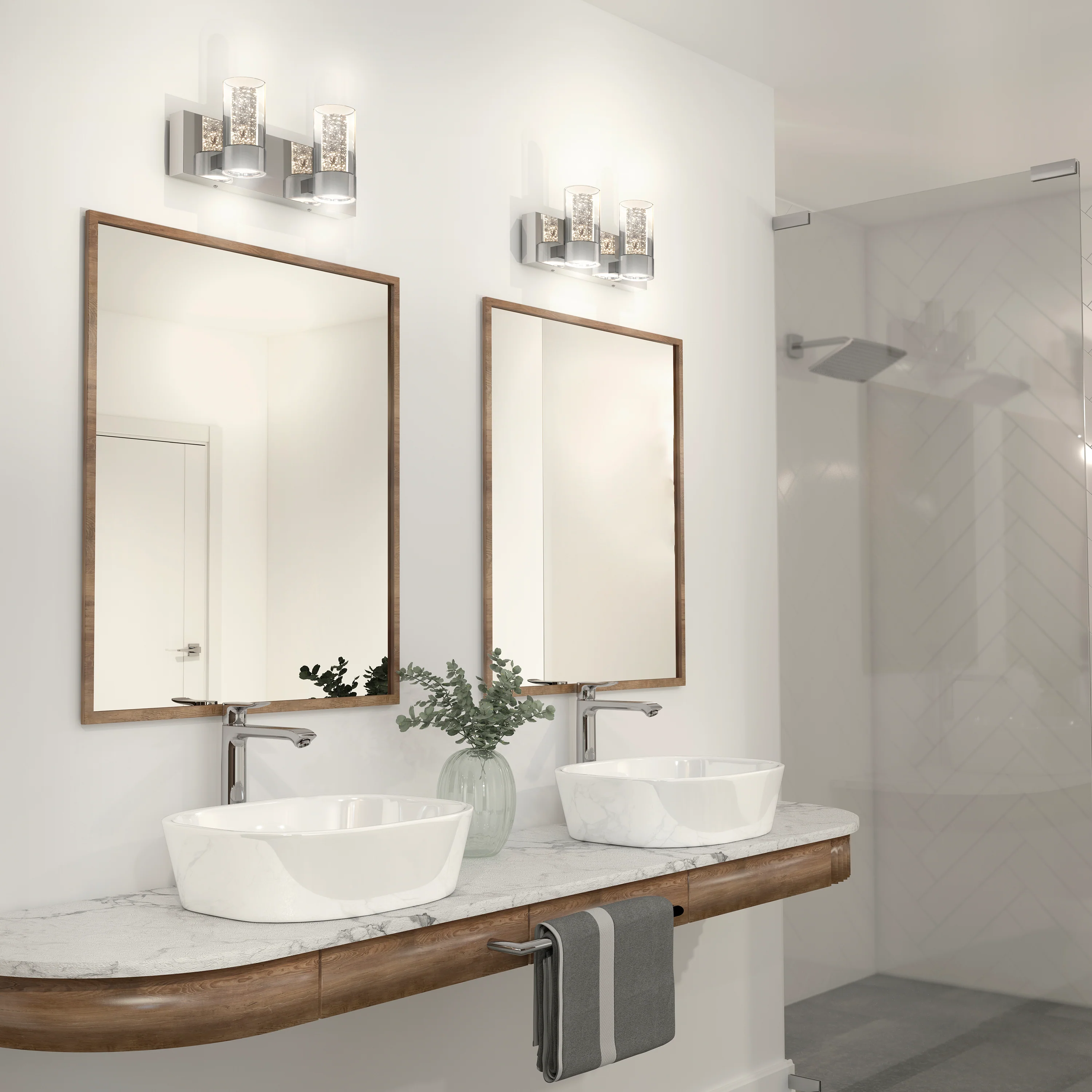 Ratio 16-in (40 cm) 2-Light Modern LED Vanity Light for Bathroom