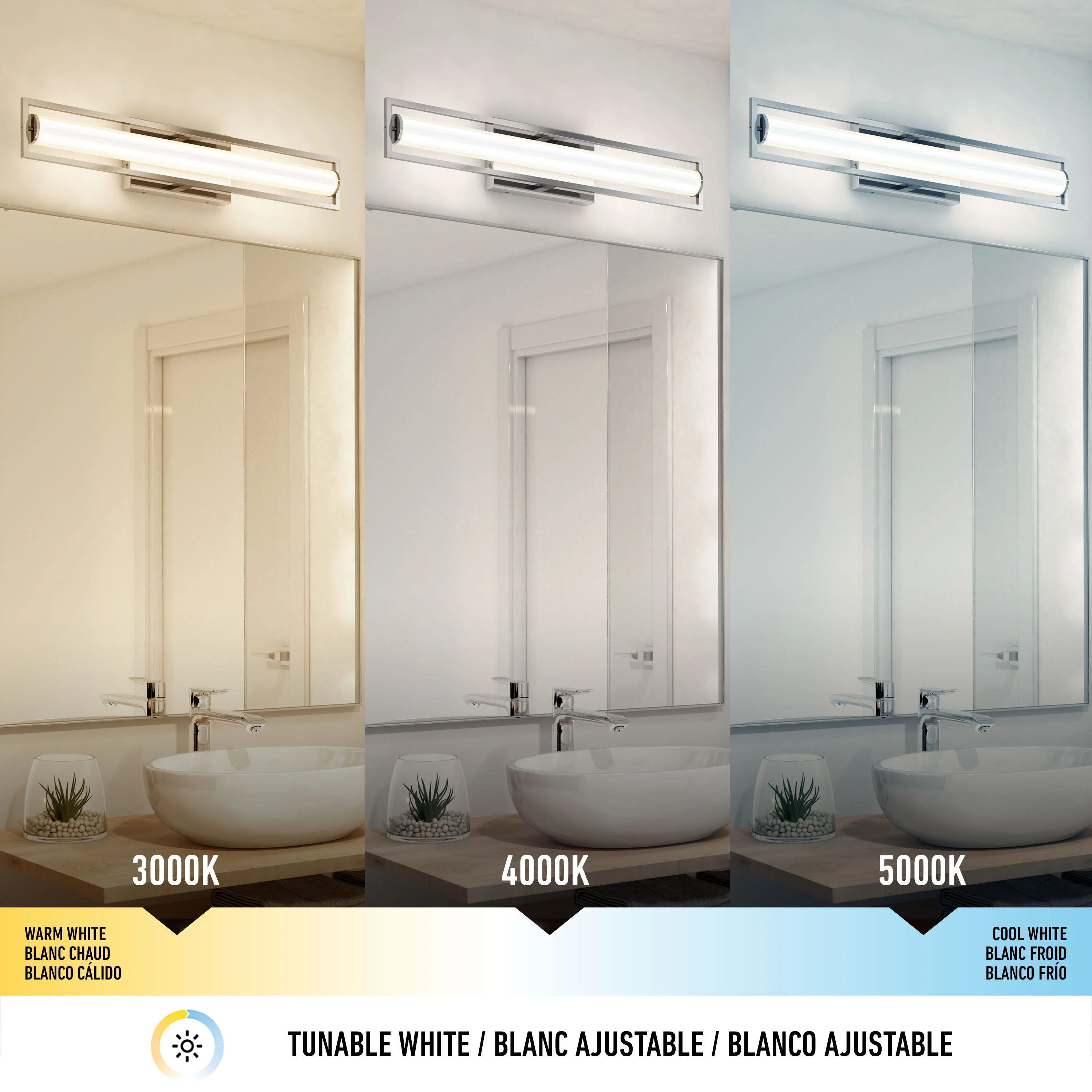 Rialto 27-in (69 cm) Integrated LED 3-CCT Vanity Light Bar for Bathroom - Image 19