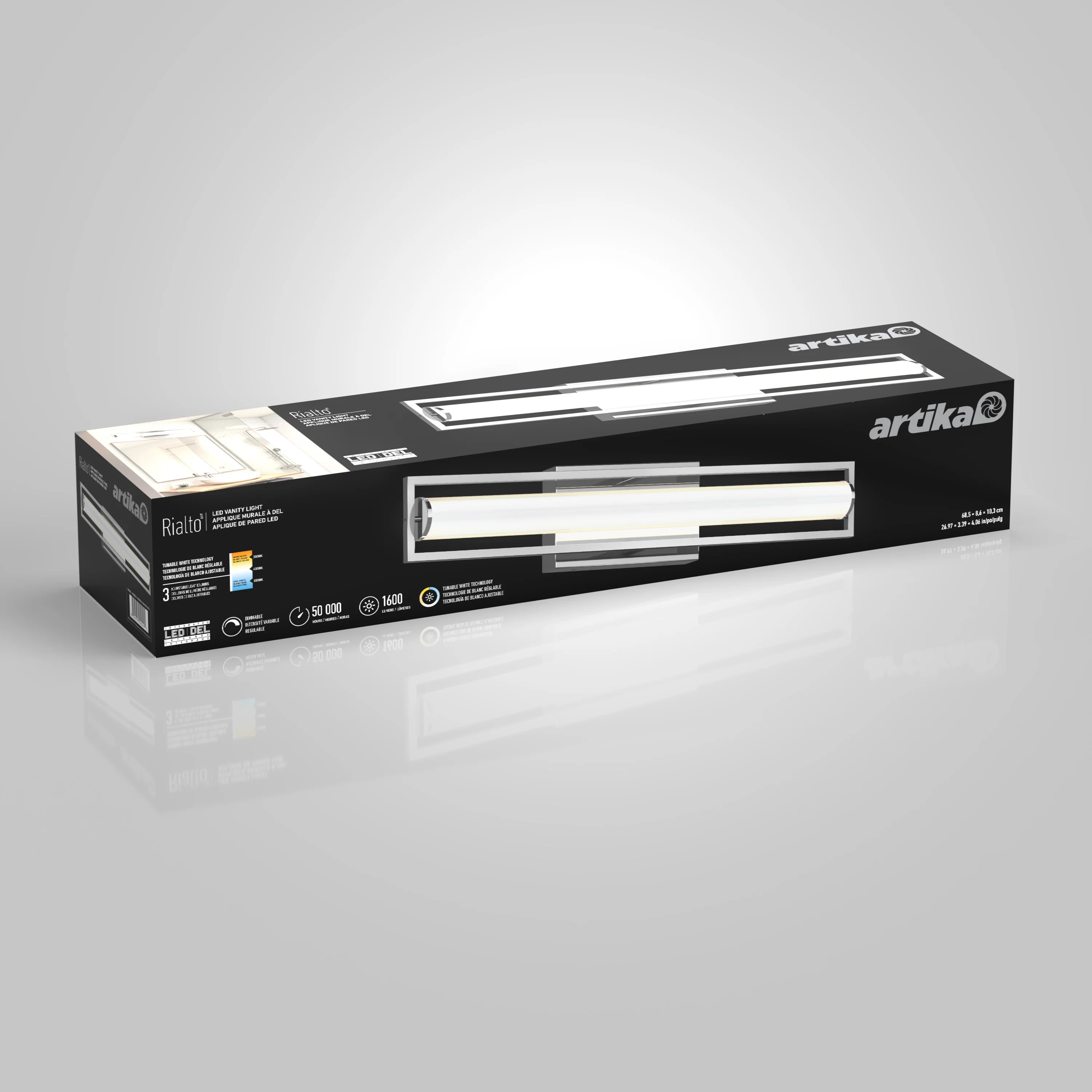 Rialto 27-in (69 cm) Integrated LED 3-CCT Vanity Light Bar for Bathroom - Image 20