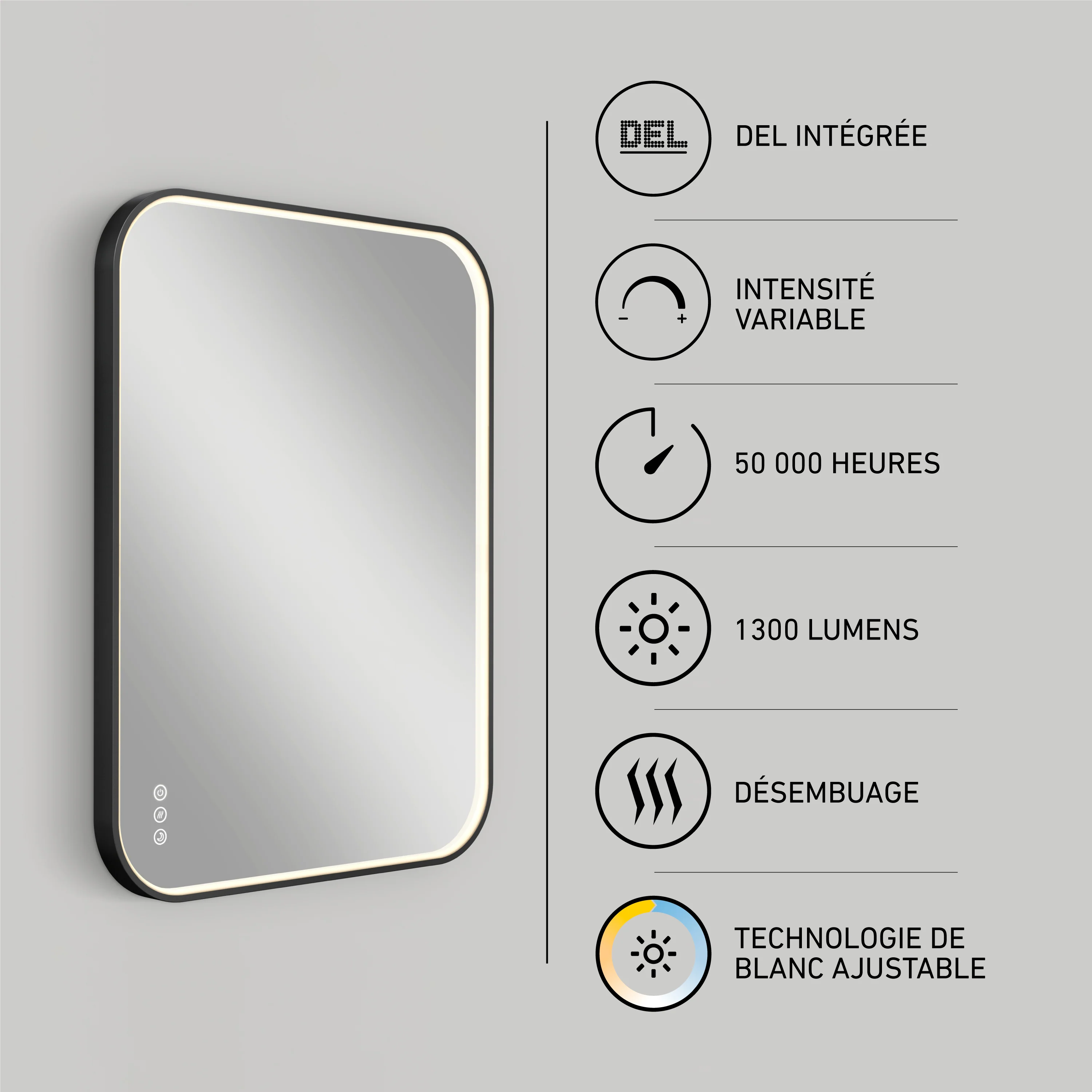 Royce 24 in. x 32 in. (61 x 81 cm) Dimmable Anti-Fog LED Mirror - Image 12
