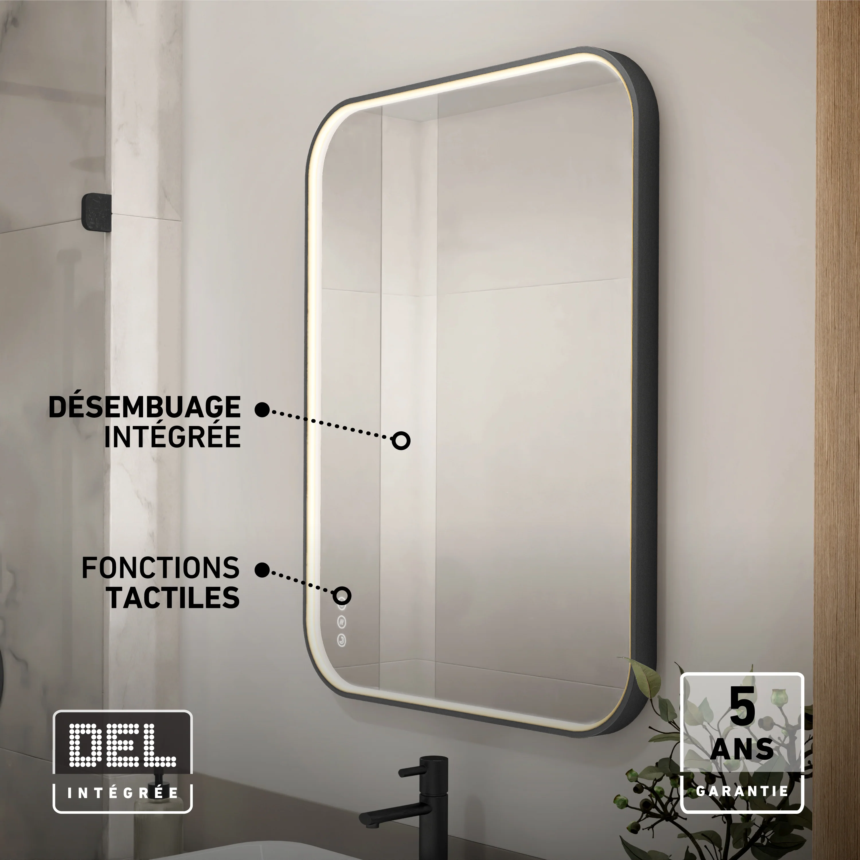 Royce 24 in. x 32 in. (61 x 81 cm) Dimmable Anti-Fog LED Mirror - Image 13