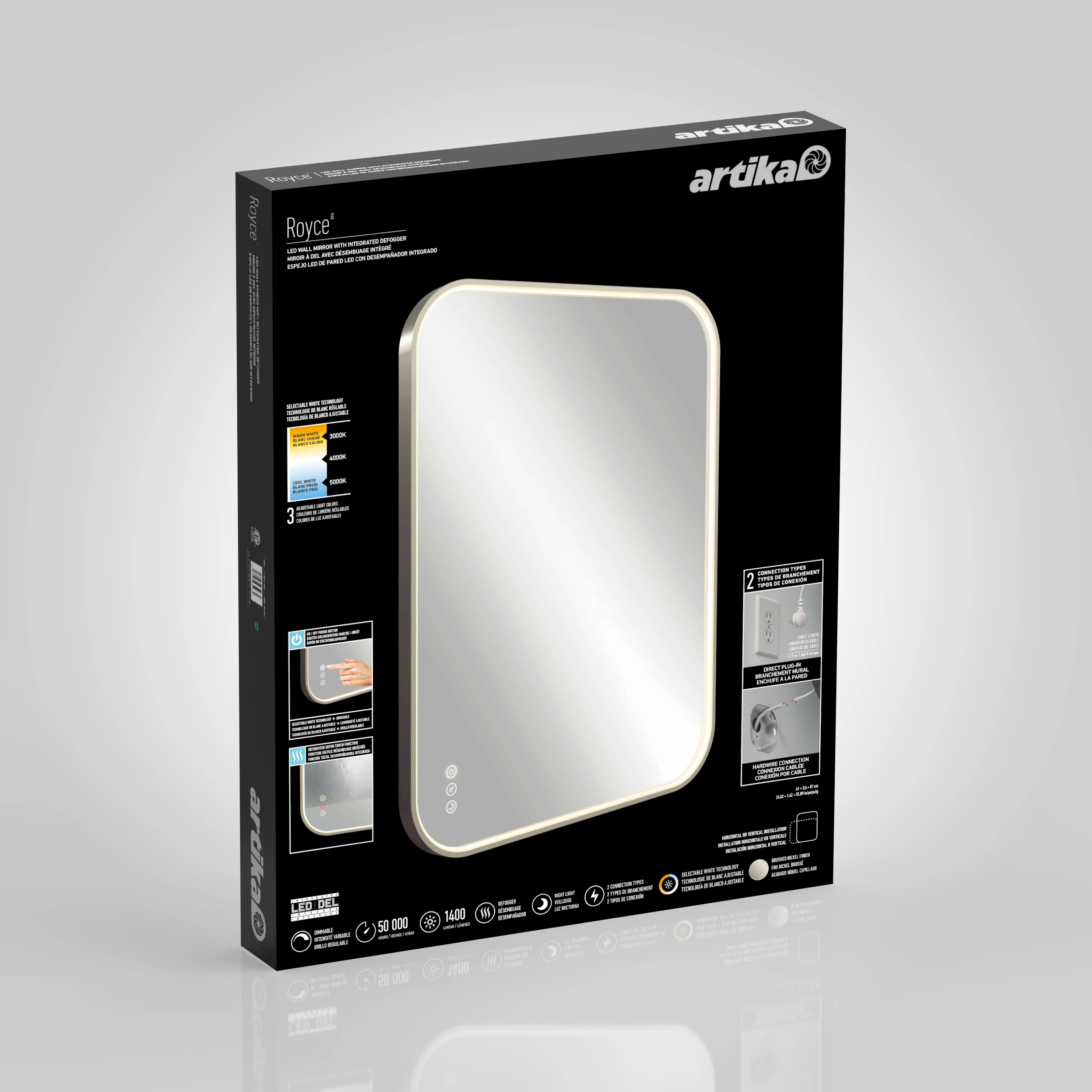 Royce 24 in. x 32 in. (61 x 81 cm) Dimmable Anti-Fog LED Mirror - Image 57
