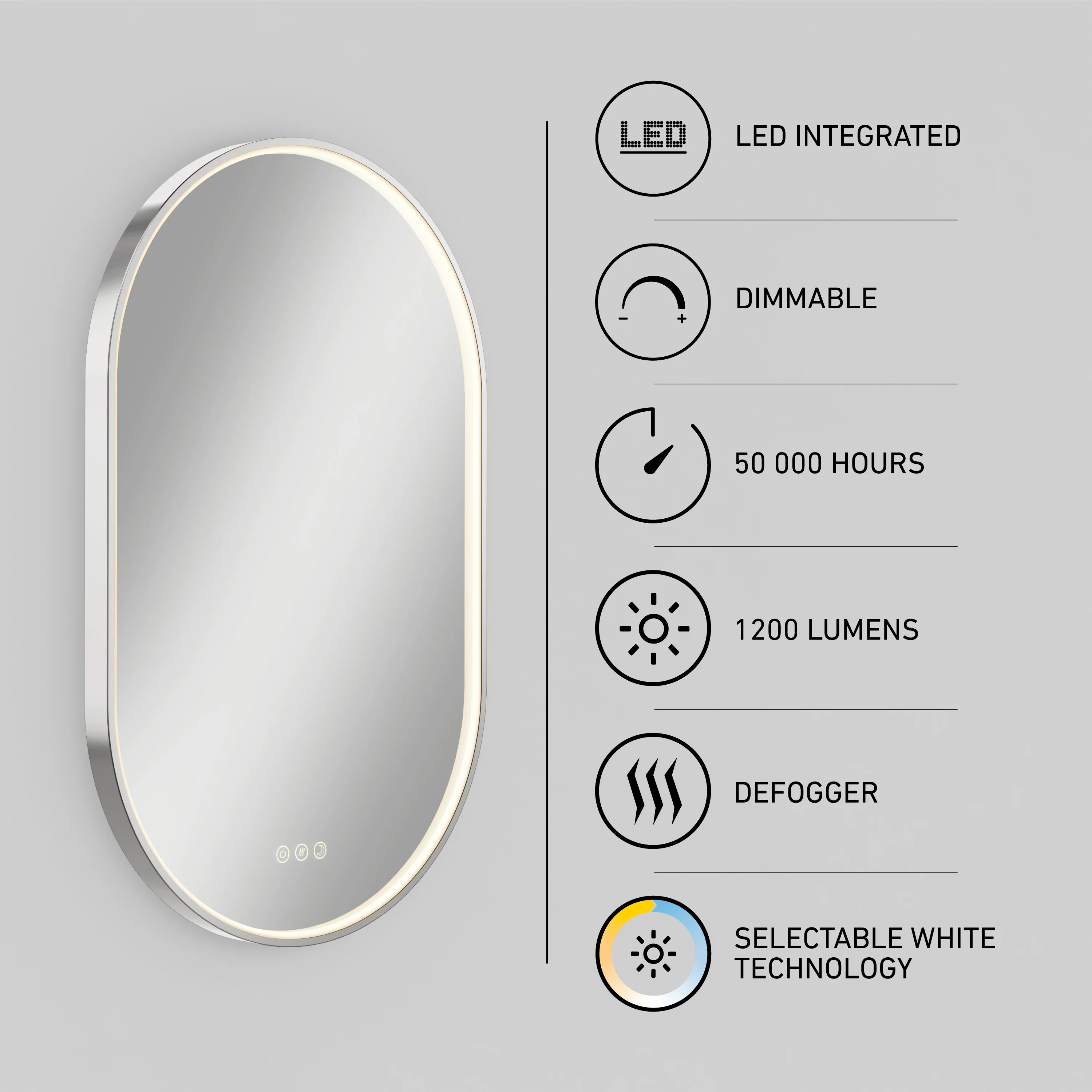 Royce 20 in. x 32 in. (51 x 81 cm) 3 CCT Anti-Fog LED Bathroom Mirror - Image 8