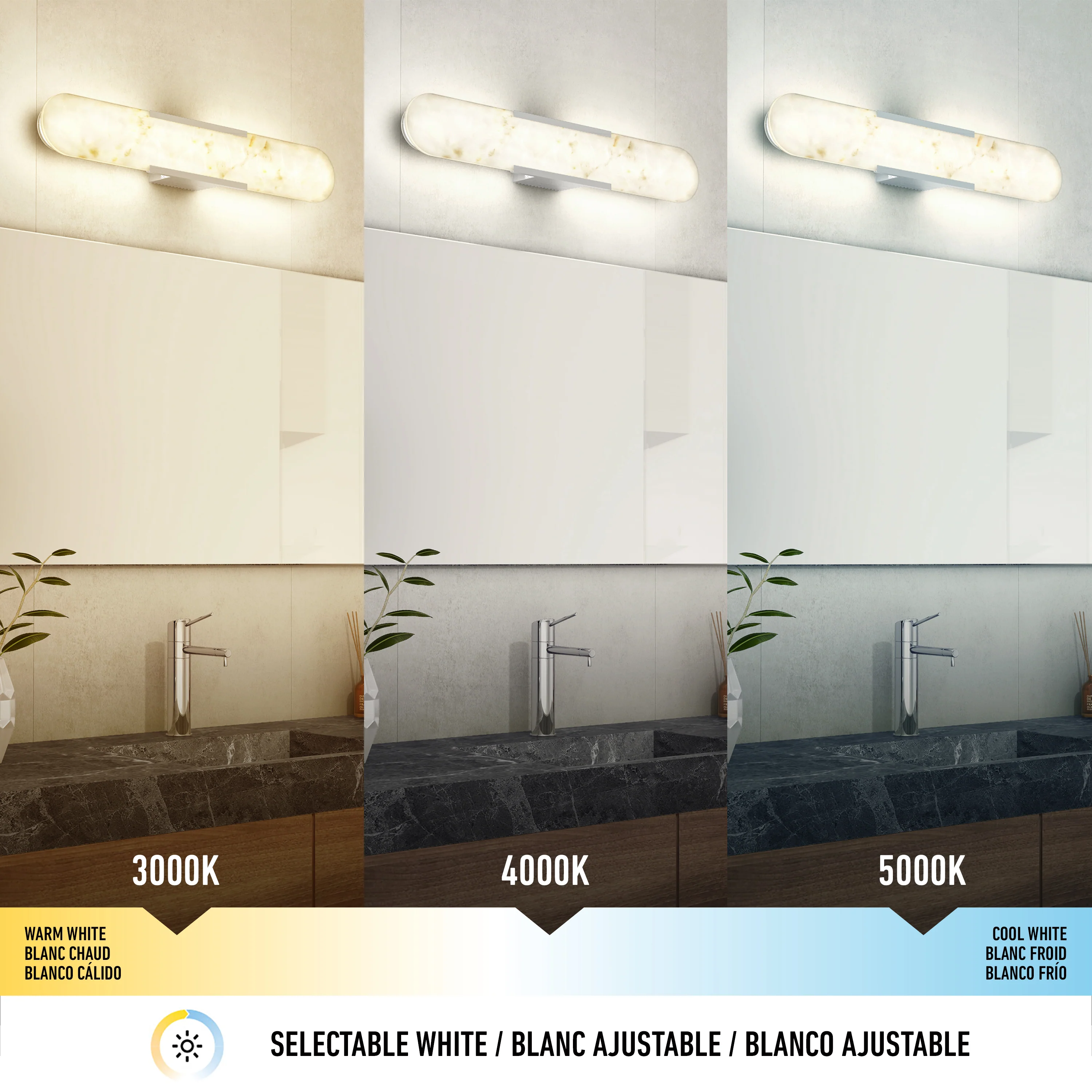 Selena 27-in (69 cm) Integrated LED 3-CCT Vanity Light Bar for Bathroom - Image 8