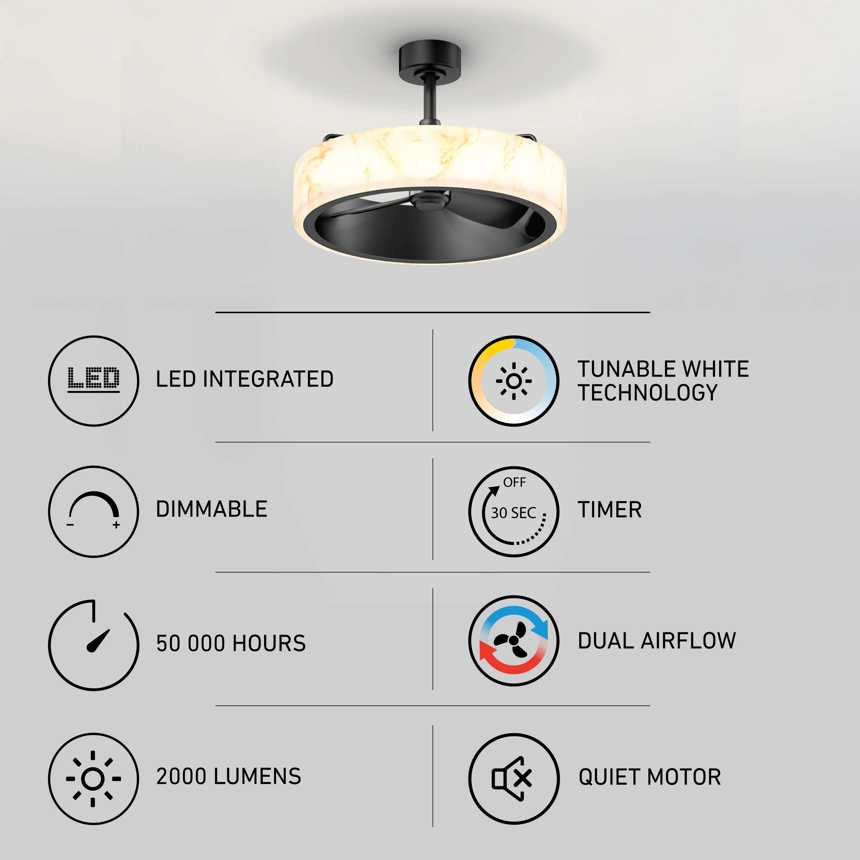Selena 23 in. (58 cm) LED modern fandelier ceiling fan with light - includes remote - Image 9