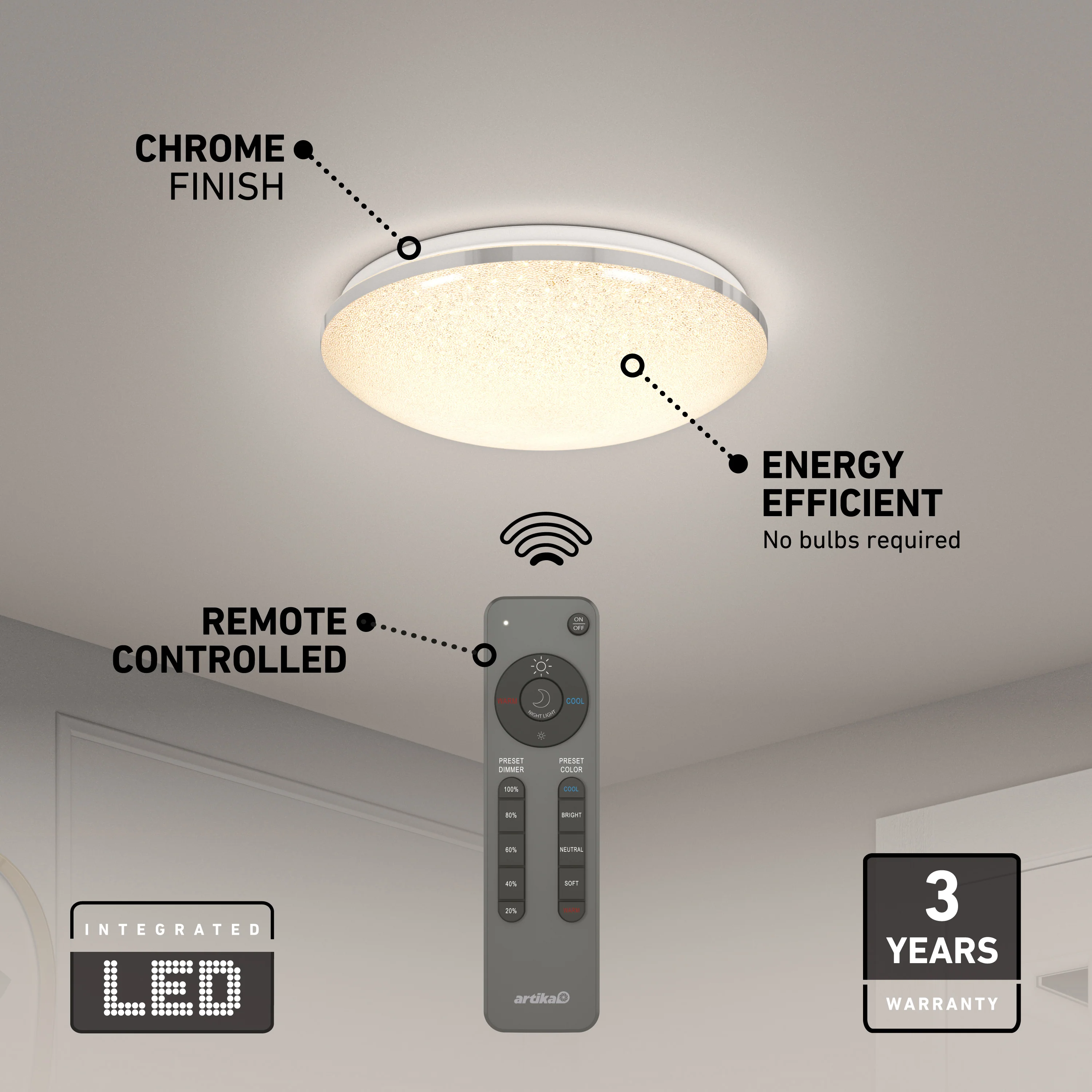Sparkle 15 in. (38 cm) Modern LED Flush Mount Ceiling Light 5 CCT - Image 15