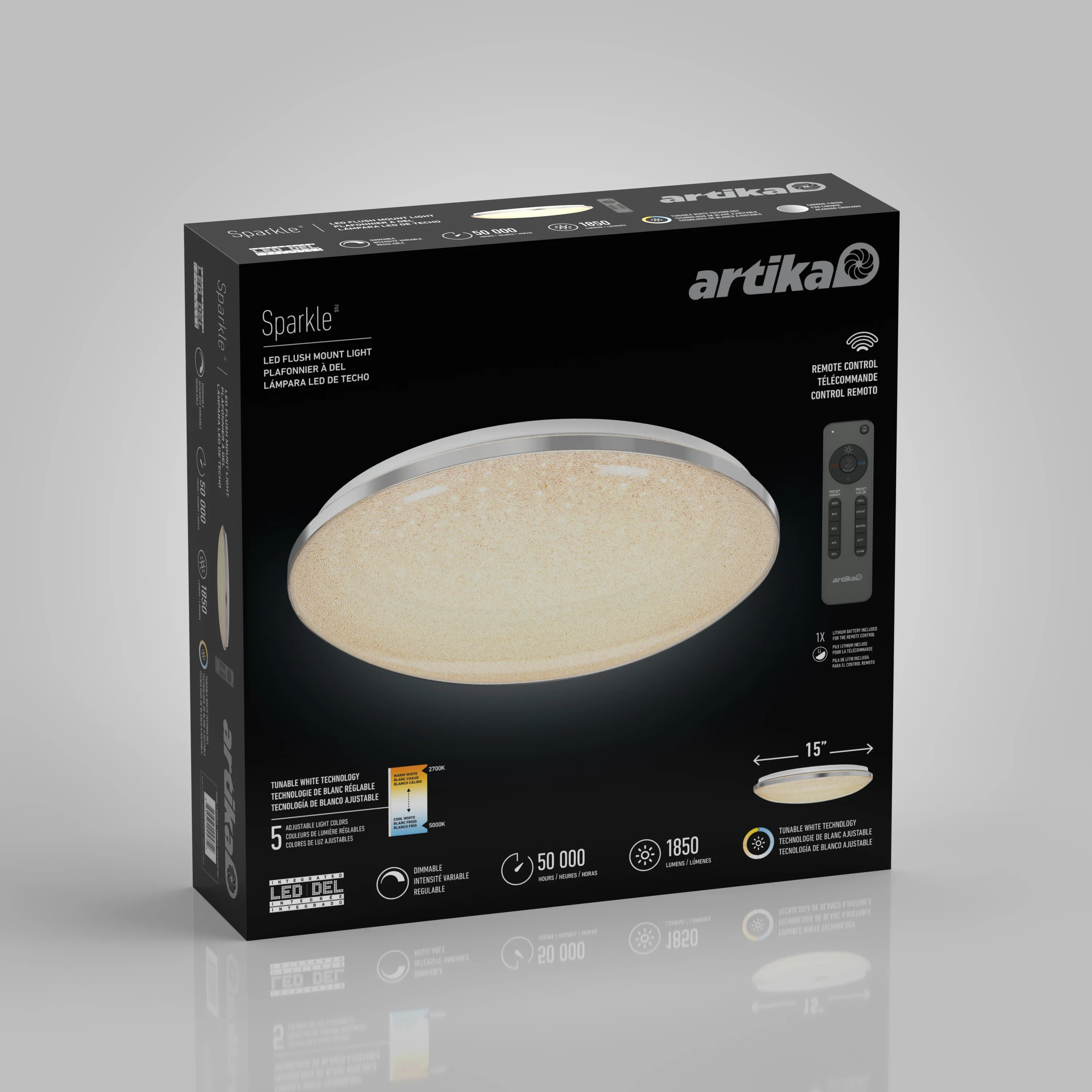 Sparkle 15 in. (38 cm) Modern LED Flush Mount Ceiling Light 5 CCT - Image 6