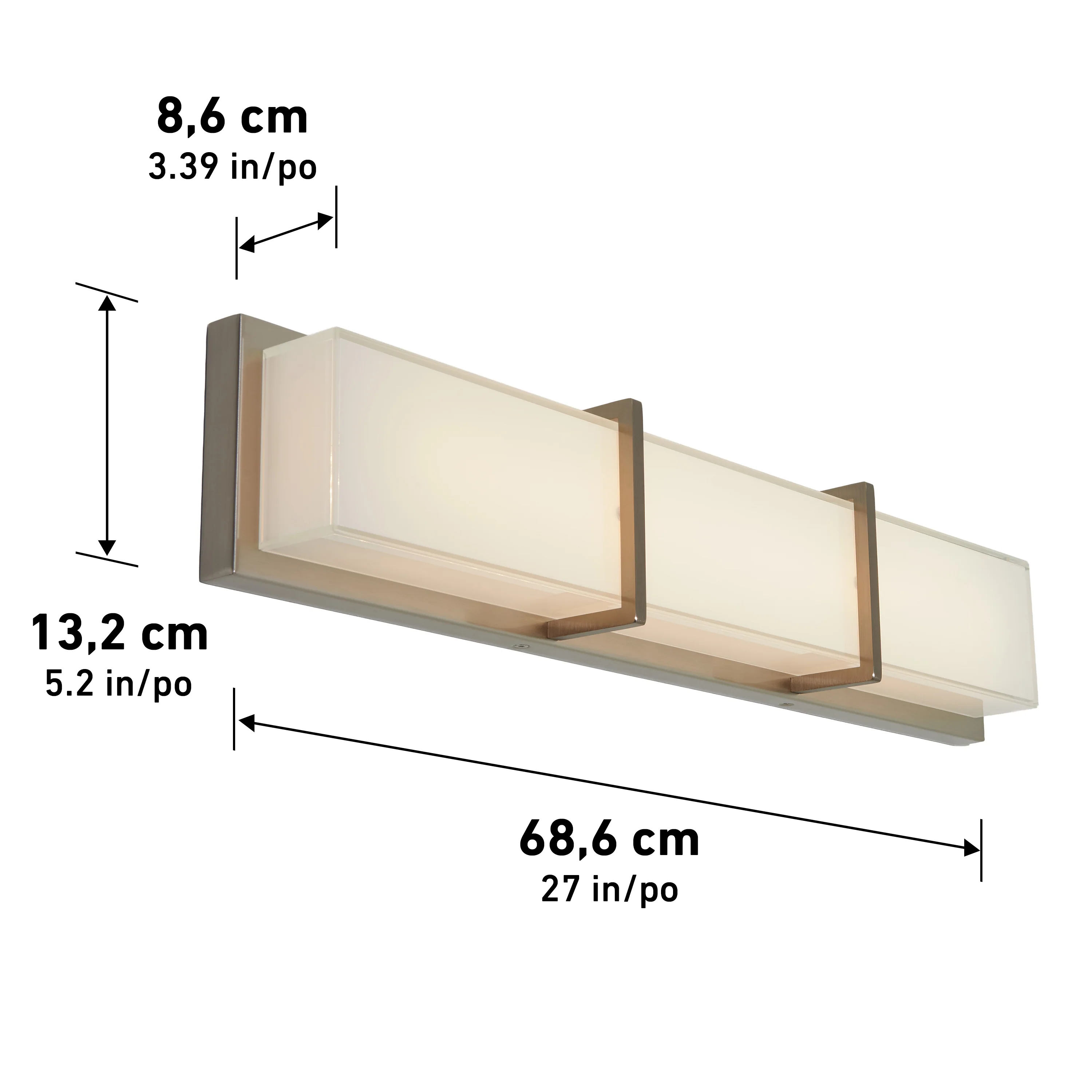 Subway 27-in (69 cm) Integrated LED 3-CCT Vanity Light Bar for Bathroom - Image 8