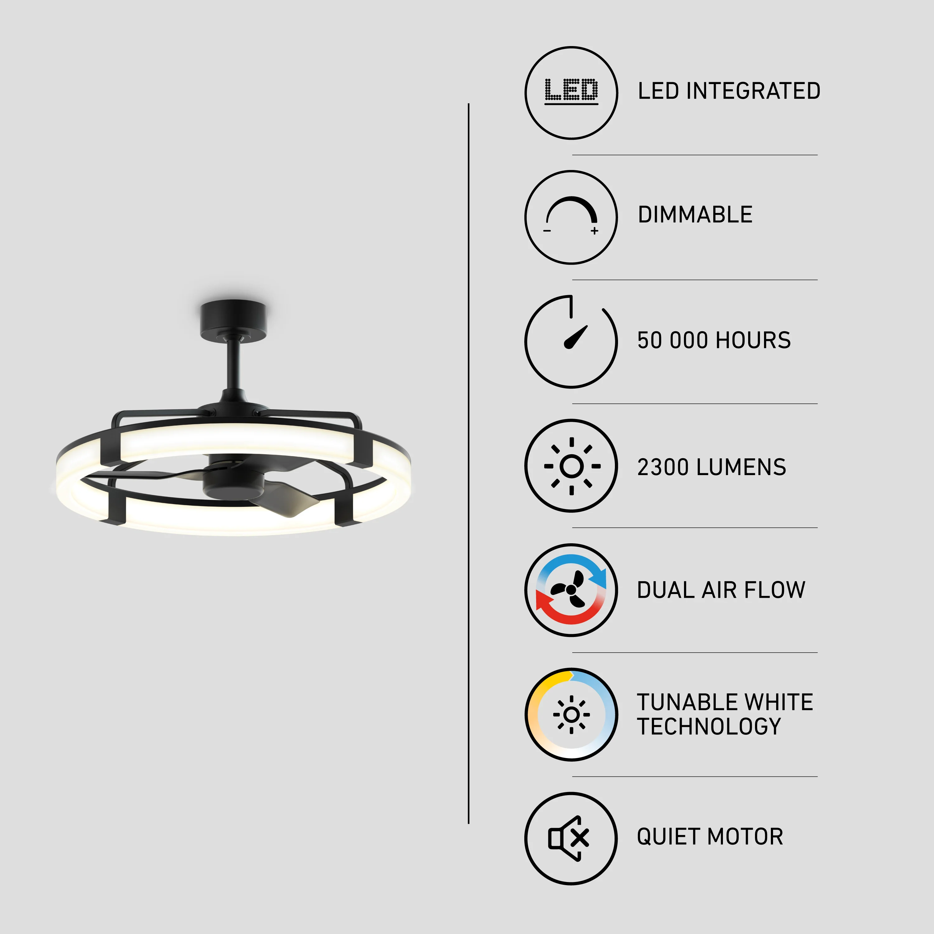 Sunnyvale 28 in. LED modern ceiling fan - with remote - Image 7