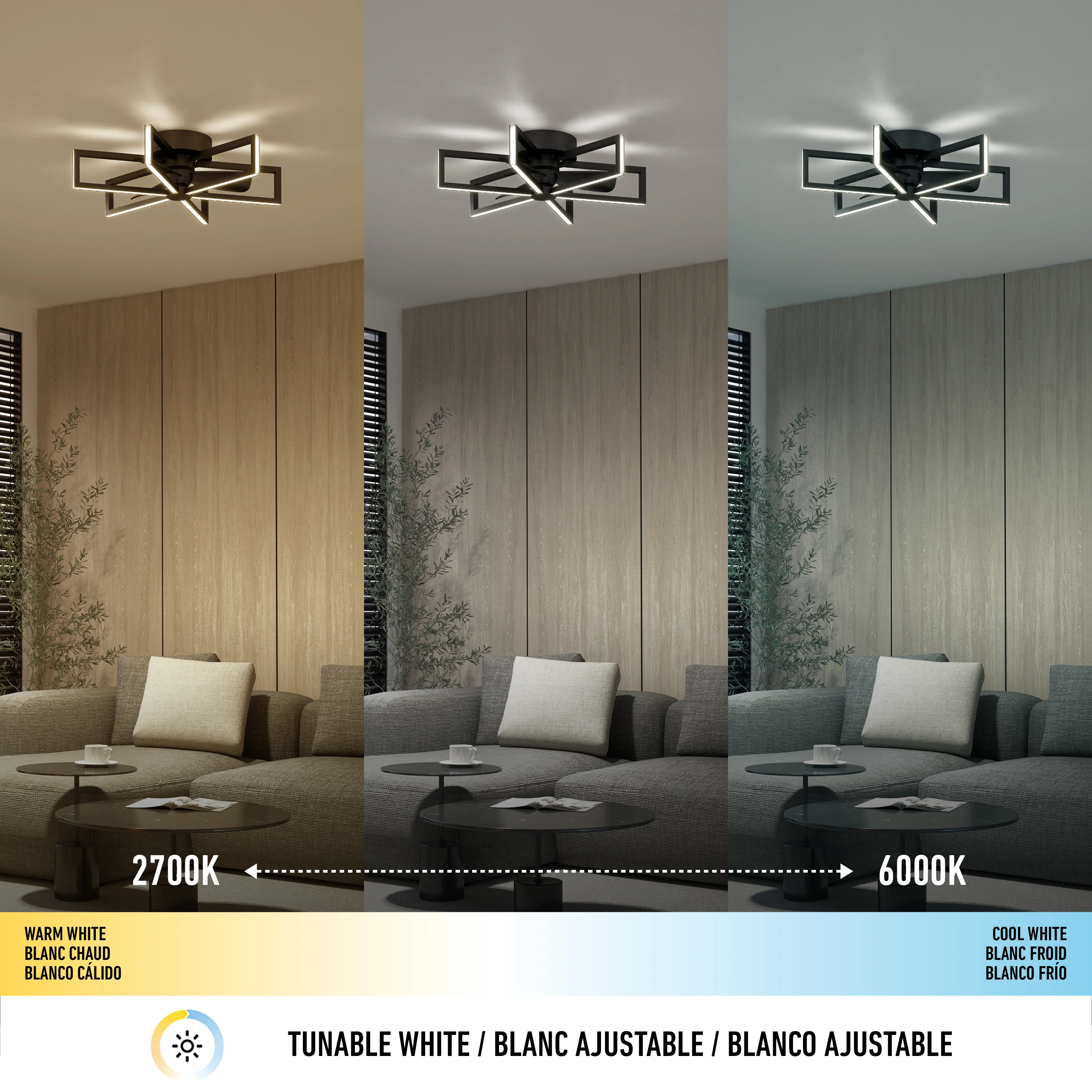 Swirl 26 in. (67 cm) LED modern fandelier ceiling fan with light - includes remote - Image 7