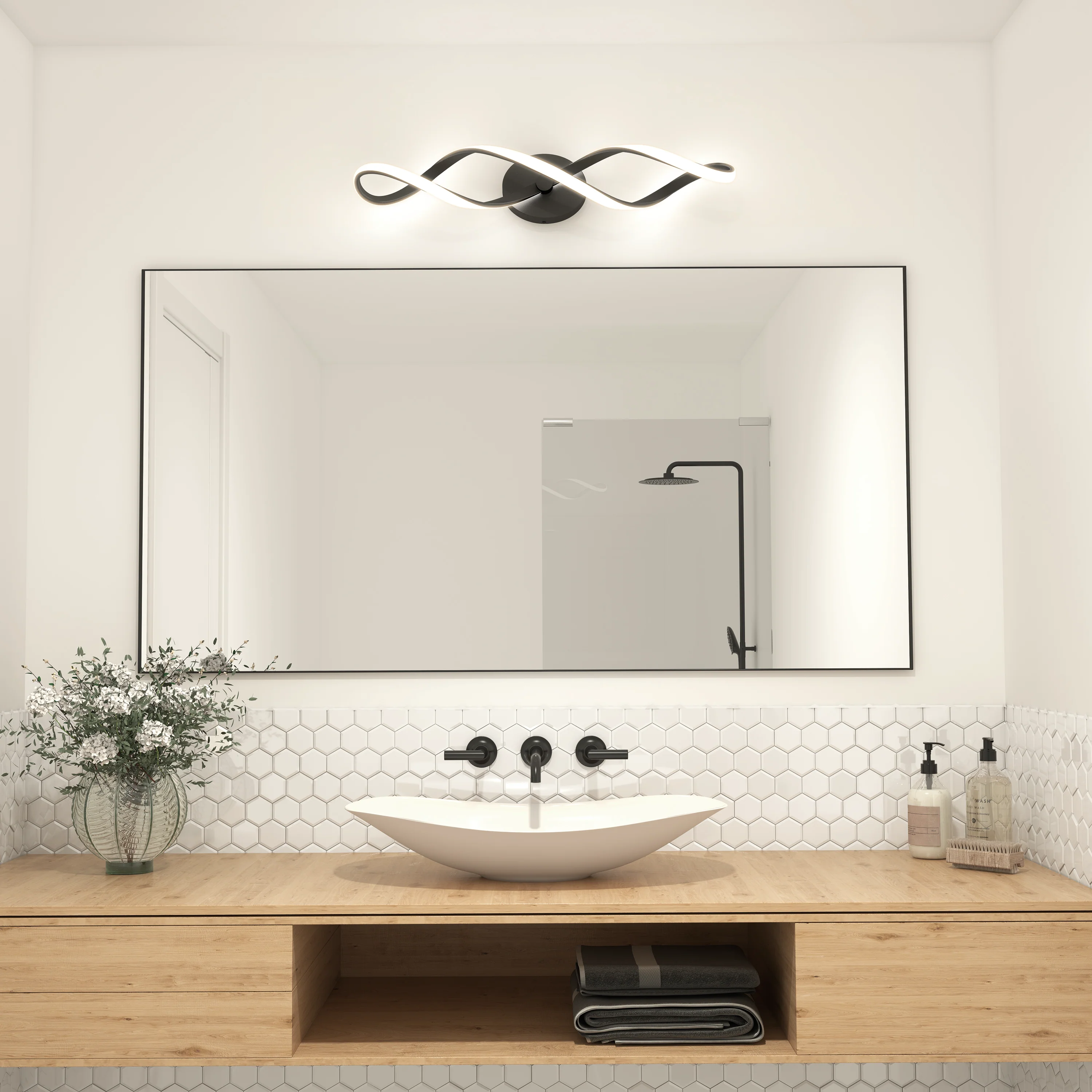 Swirl 27-in (68 cm) 3-Light Modern LED Vanity Light for Bathroom - Image 12