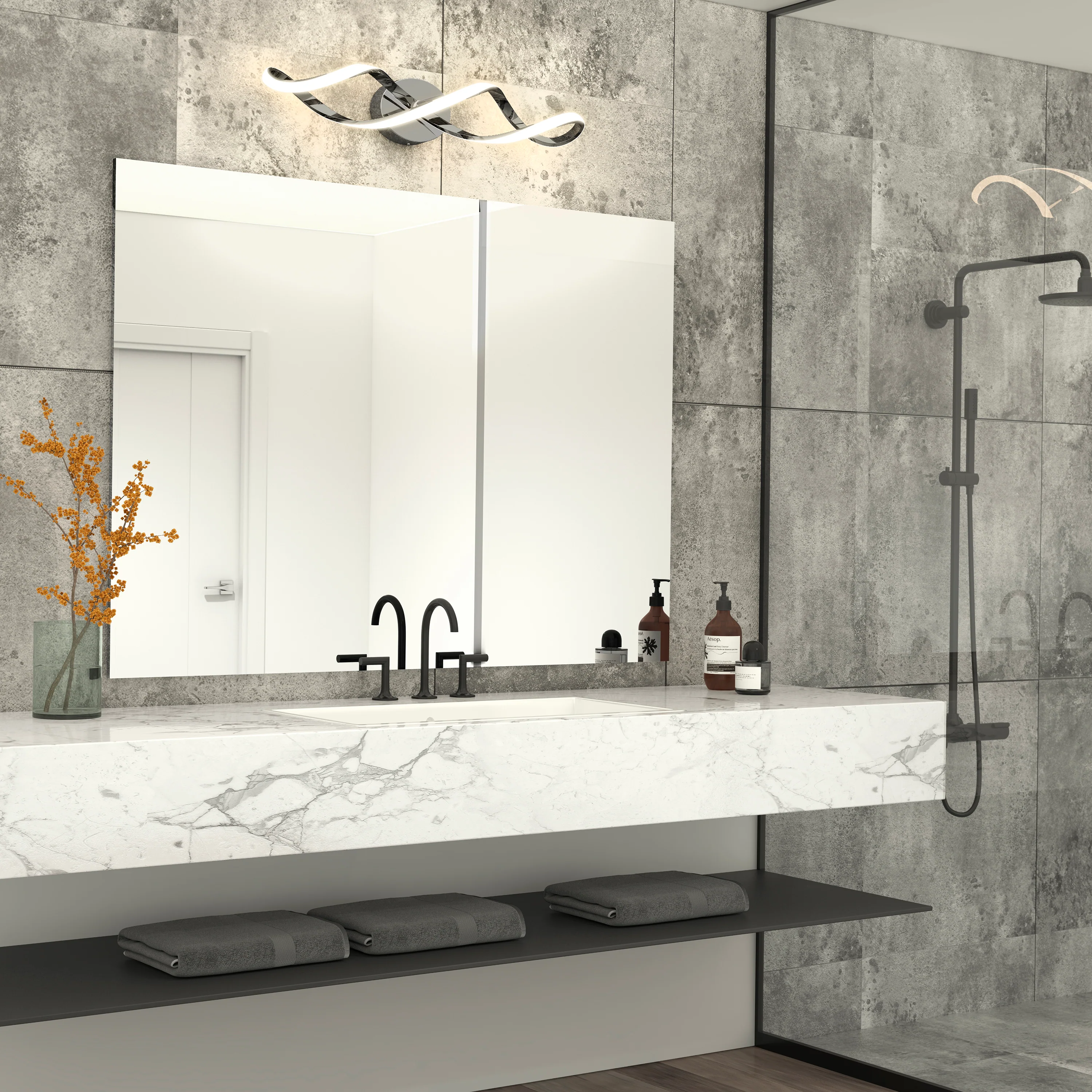 Swirl 27-in (68 cm) 3-Light Modern LED Vanity Light for Bathroom - Image 13