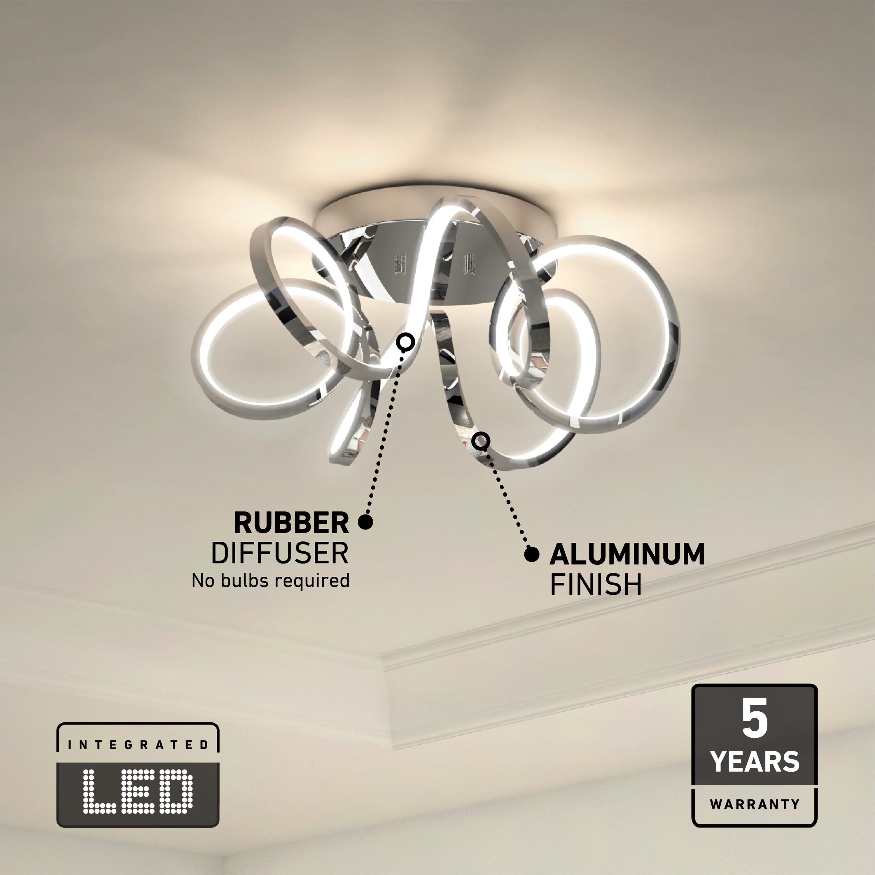 Swirl Ribbon 20 in. (50 cm) Modern LED Flush Mount Ceiling Light - Image 17