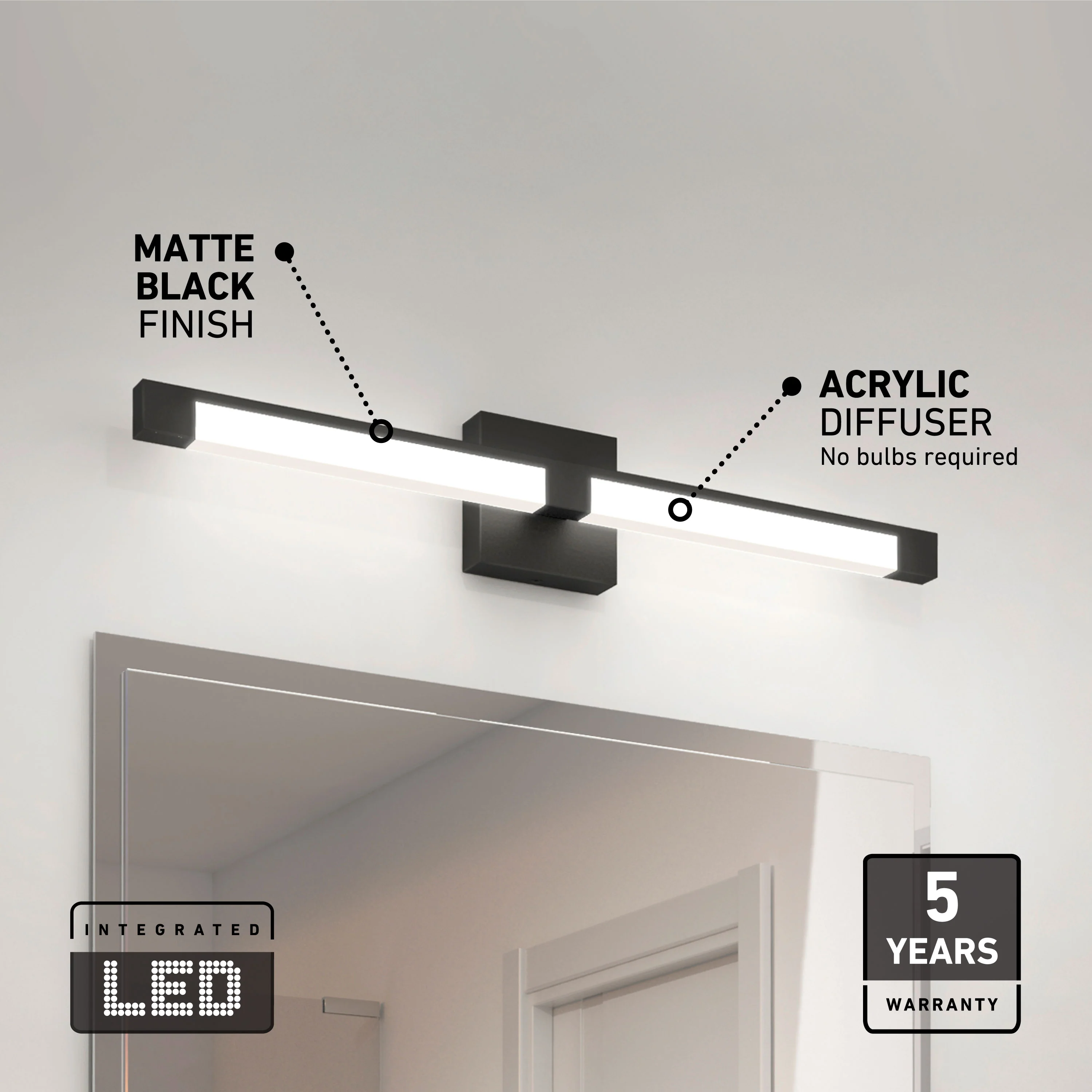 Tivoli 27-in (69 cm) Integrated LED 5-CCT Vanity Light Bar for Bathroom - Image 10
