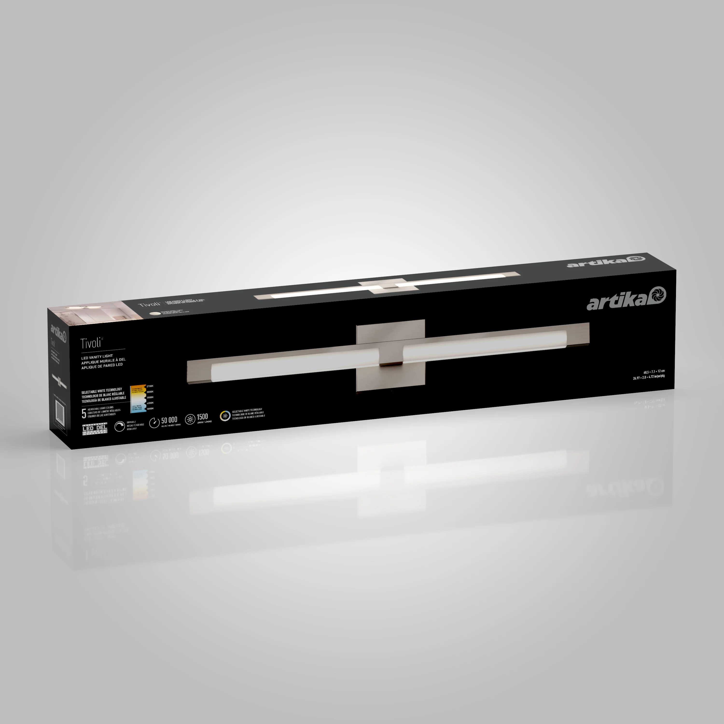 Tivoli 27-in (69 cm) Integrated LED 5-CCT Vanity Light Bar for Bathroom - Image 40