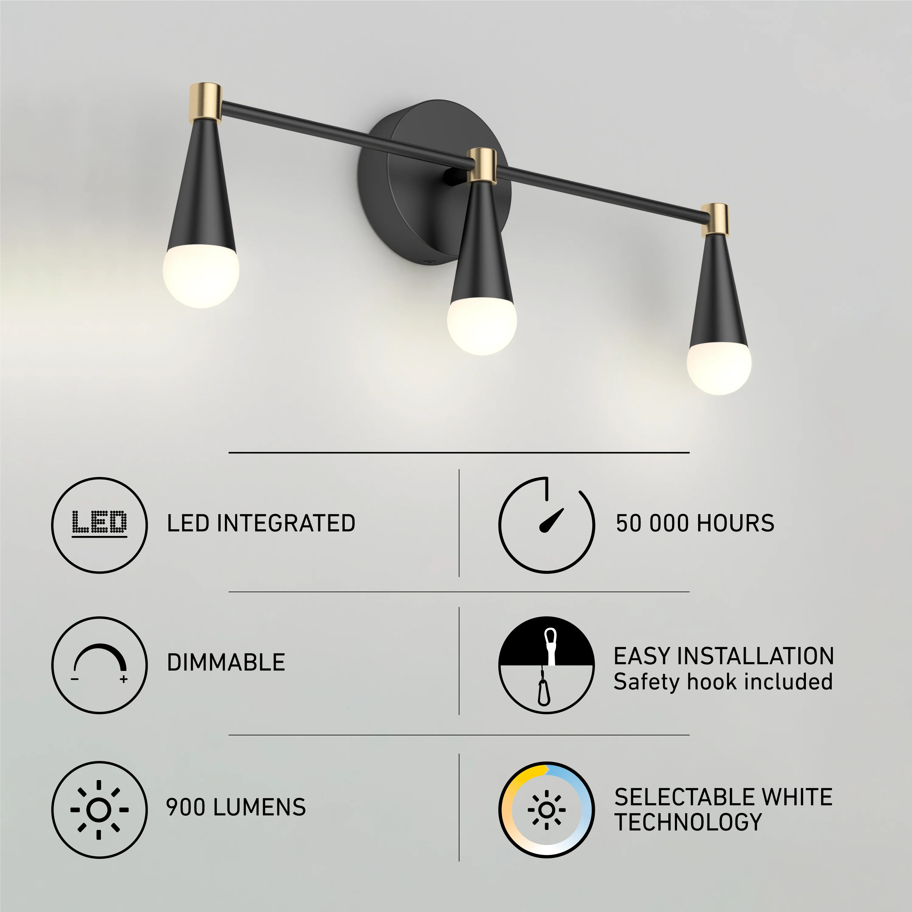 Wayden 21-in (53 cm) Integrated LED 3-CCT Vanity Light for Bathroom - Image 42